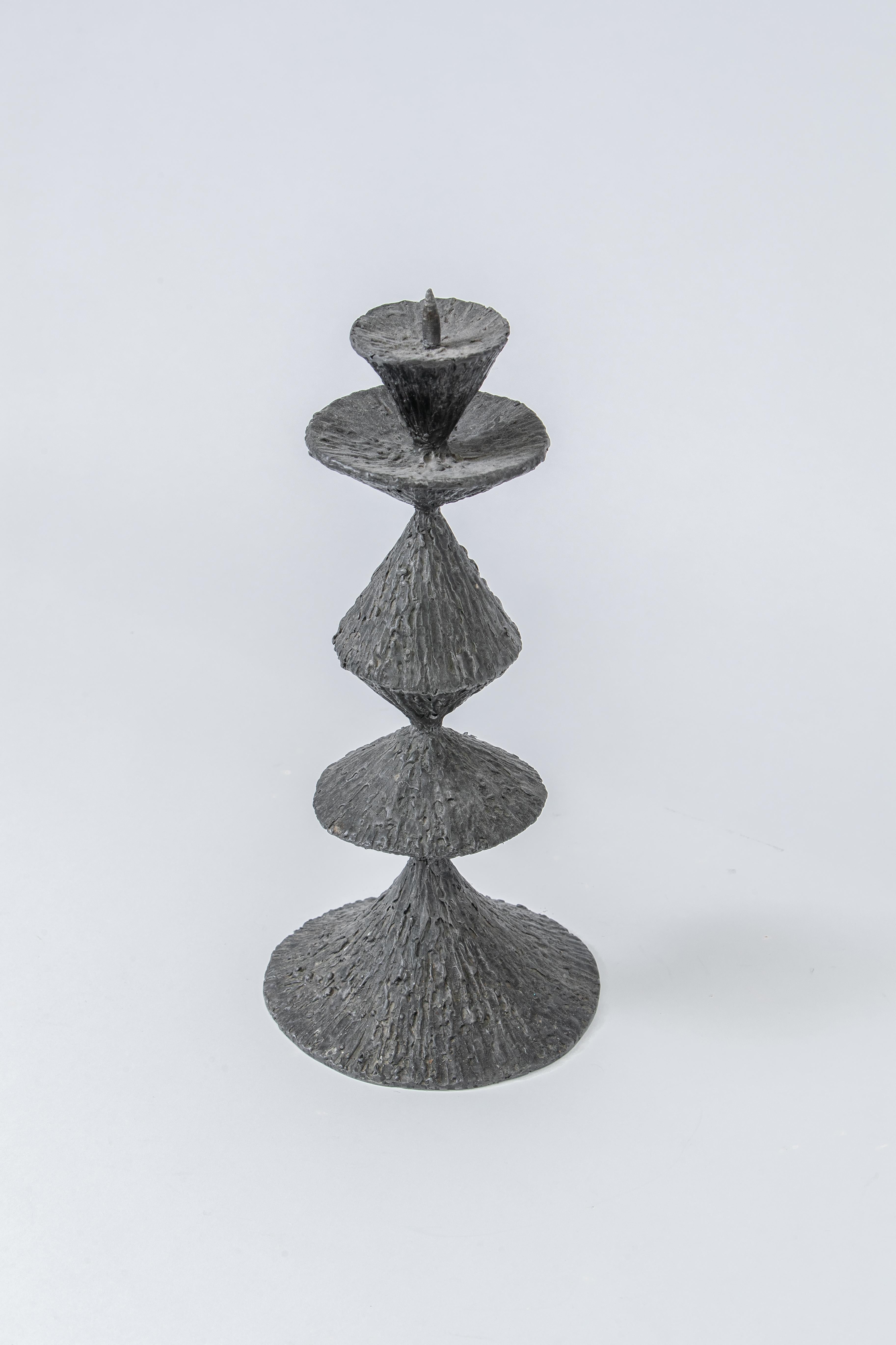 French Large Pewter Candlestick, France, 1960's