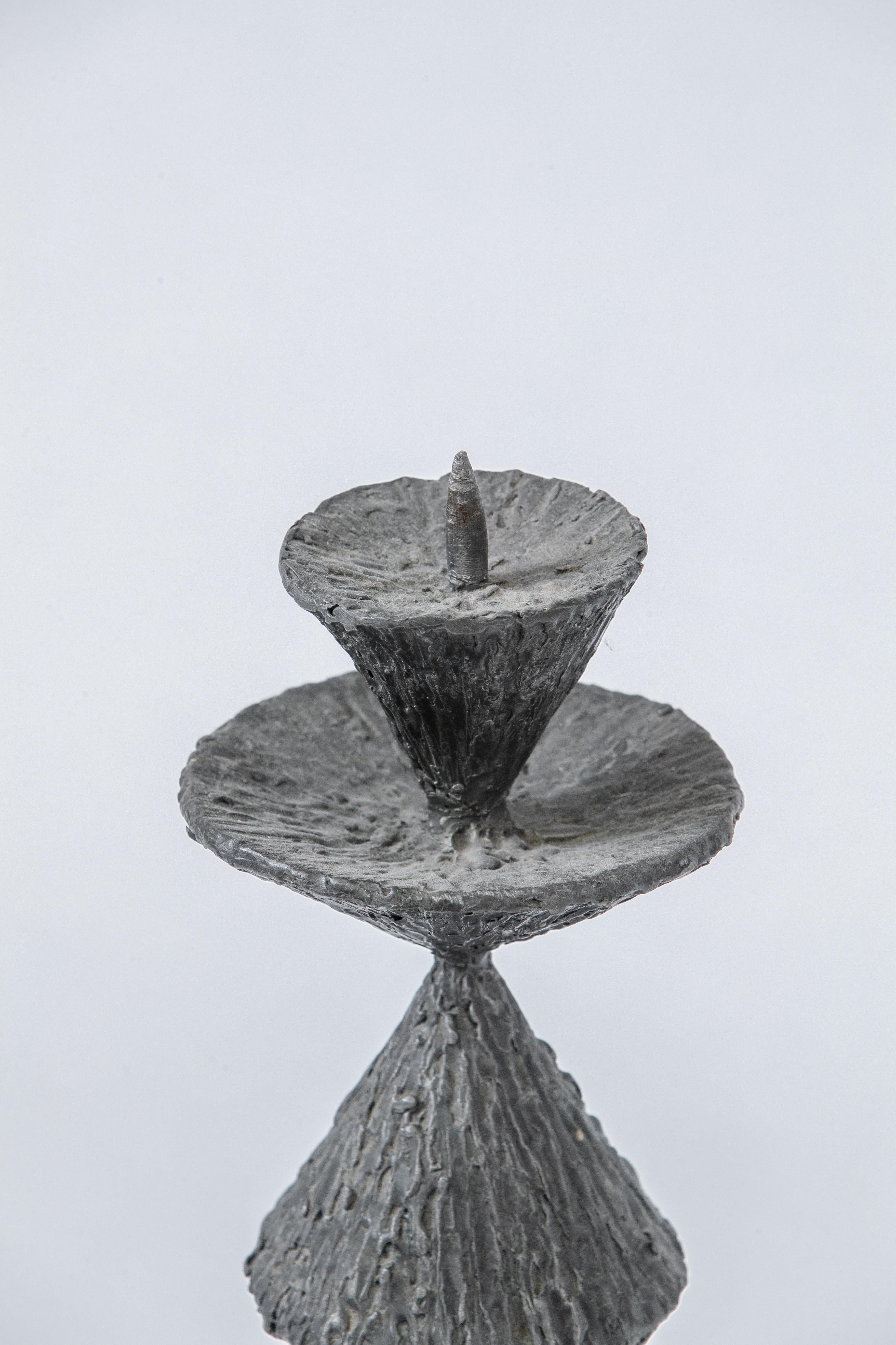 Cast Large Pewter Candlestick, France, 1960's