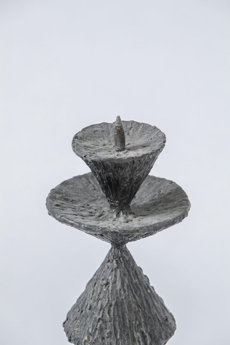 Cast Large Pewter Candlestick, France, 1960's For Sale