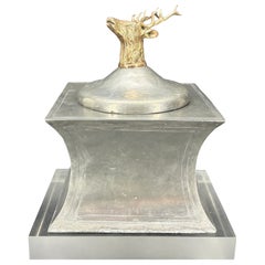 Large Pewter Champagne Ice Bucket Holder w Deer Head
