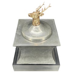 Large Pewter Champagne Ice Bucket Holder w Deer Head