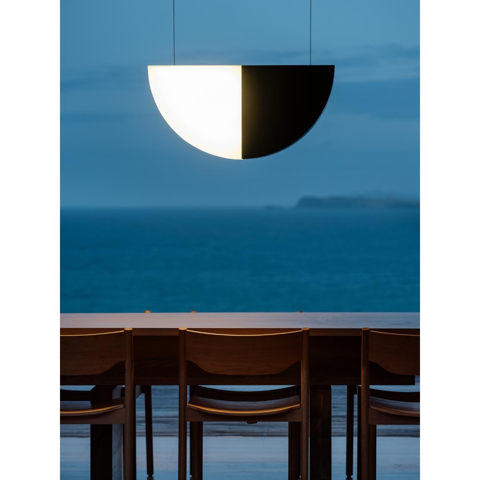 Large Phase Pendant Lamp by Resident
Dimensions: W 76.2 x D 19.1 x H 38.2 cm
Materials: Powdercoated Aluminium, Acrylic.
Weight: 6 Kg.

About: 
Founded by Simon James & Scott Bridgens in 2011, Resident is the home of enduring design pieces created