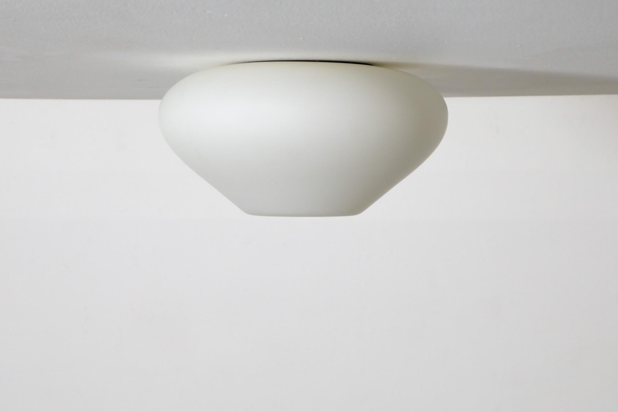 Large Philips Attributed Mid-Century Flush Mount Milk Glass Sconce 4