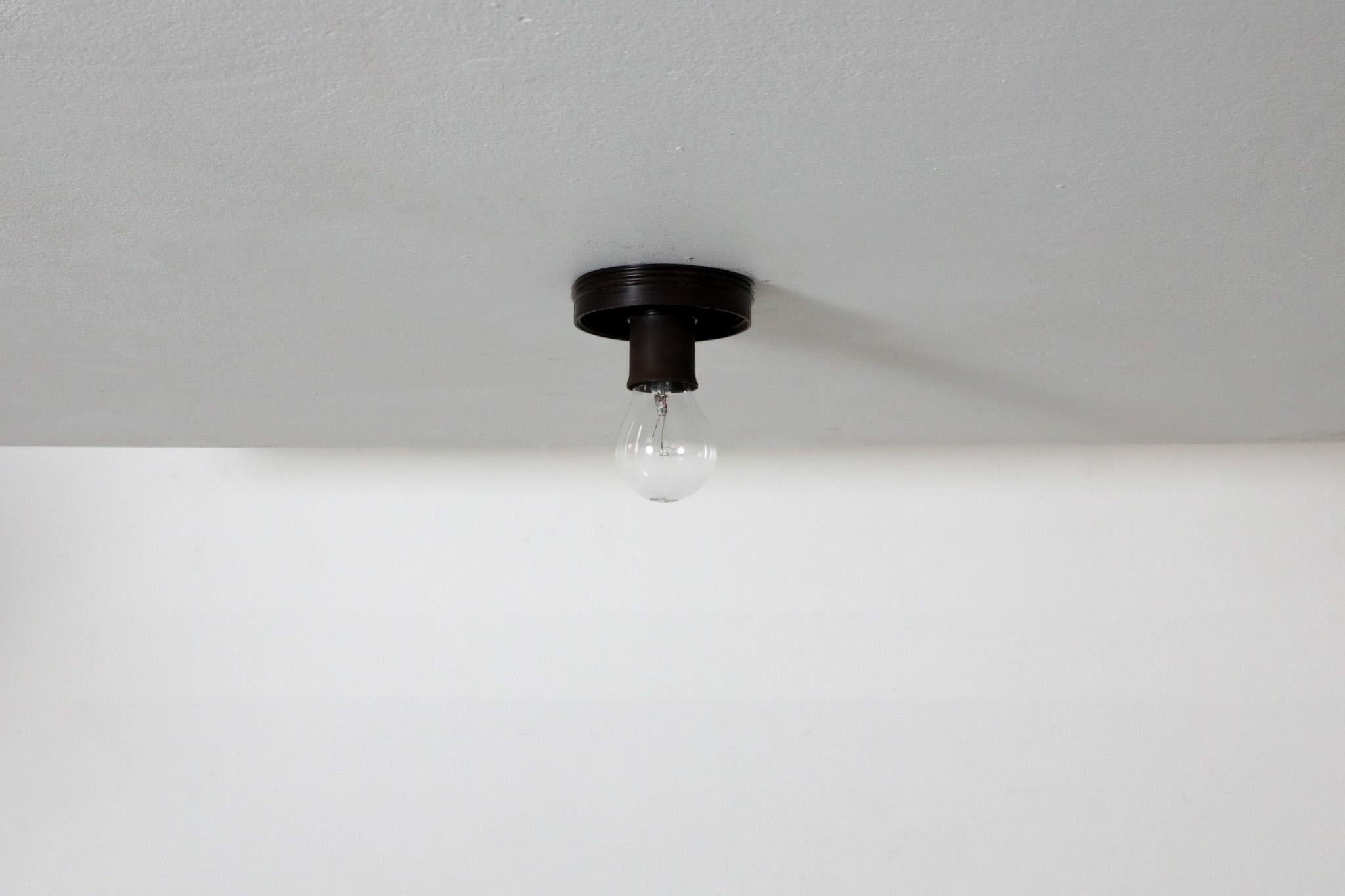 Large Philips Attributed Mid-Century Flush Mount Milk Glass Sconce 5