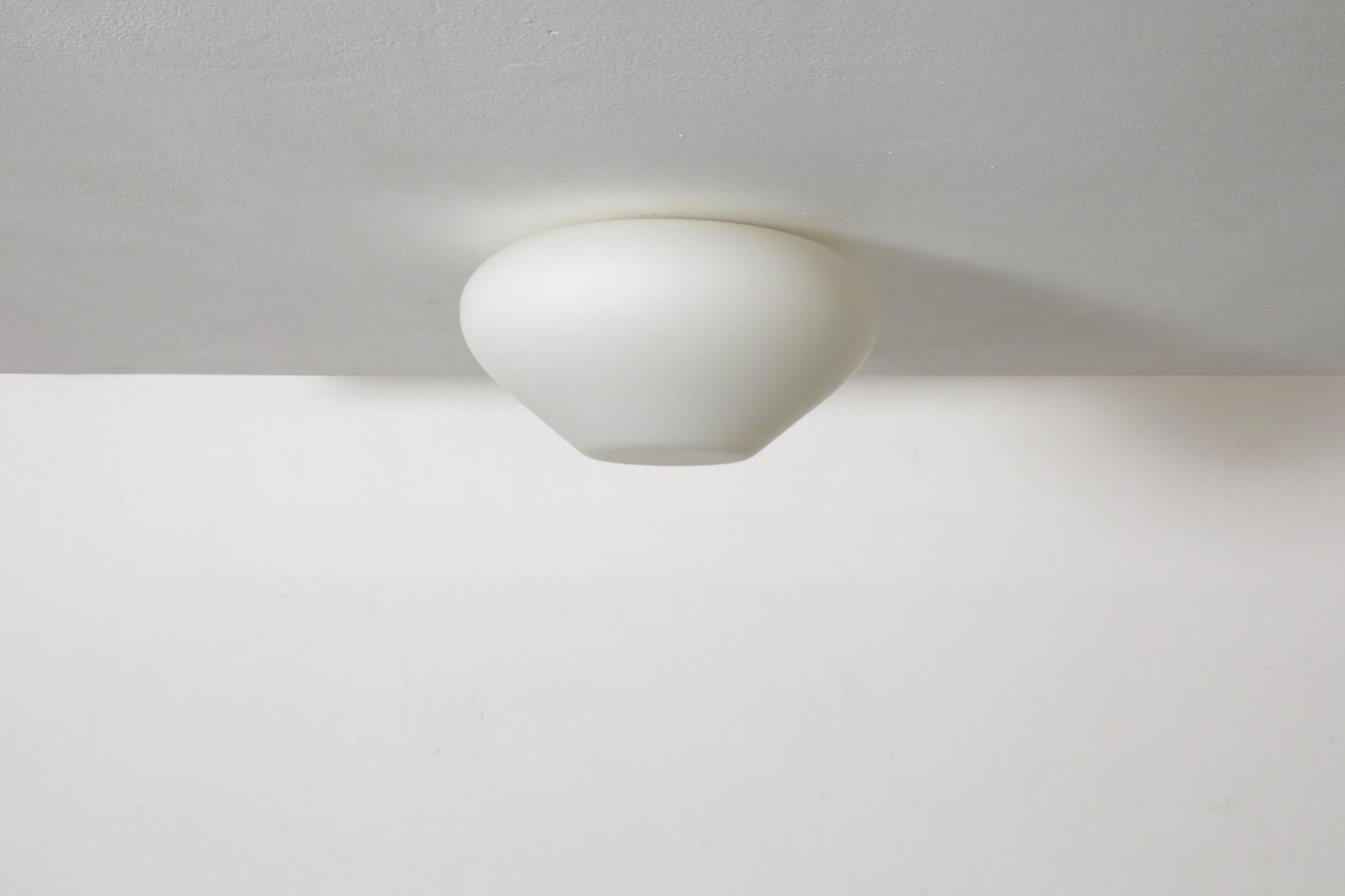 Dutch Large Philips Attributed Mid-Century Flush Mount Milk Glass Sconce