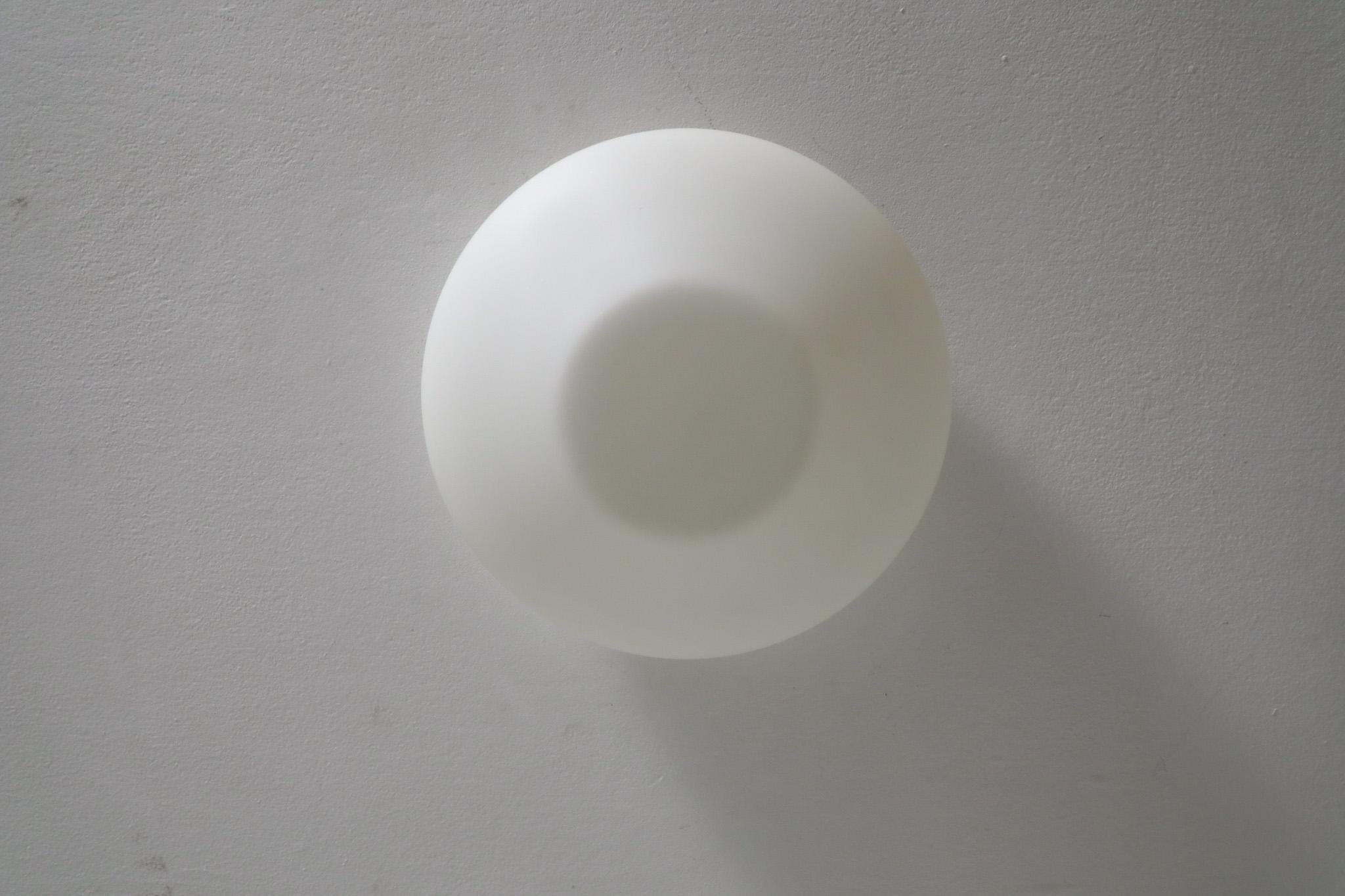 20th Century Large Philips Attributed Mid-Century Flush Mount Milk Glass Sconce