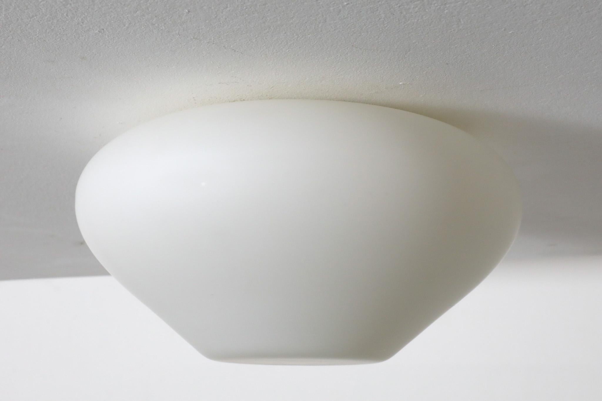 Large Philips Attributed Mid-Century Flush Mount Milk Glass Sconce 1