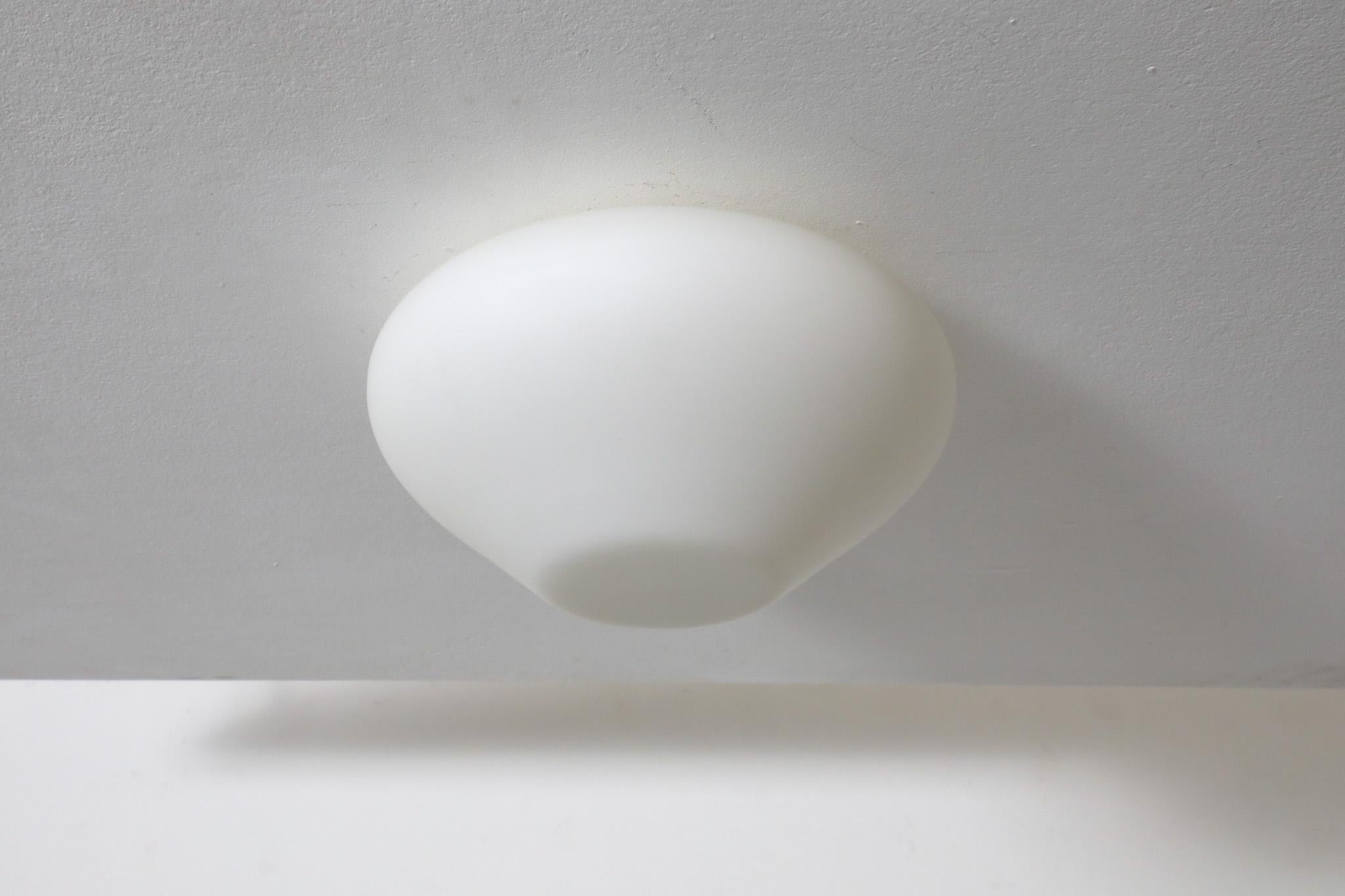 Large Philips Attributed Mid-Century Flush Mount Milk Glass Sconce 3