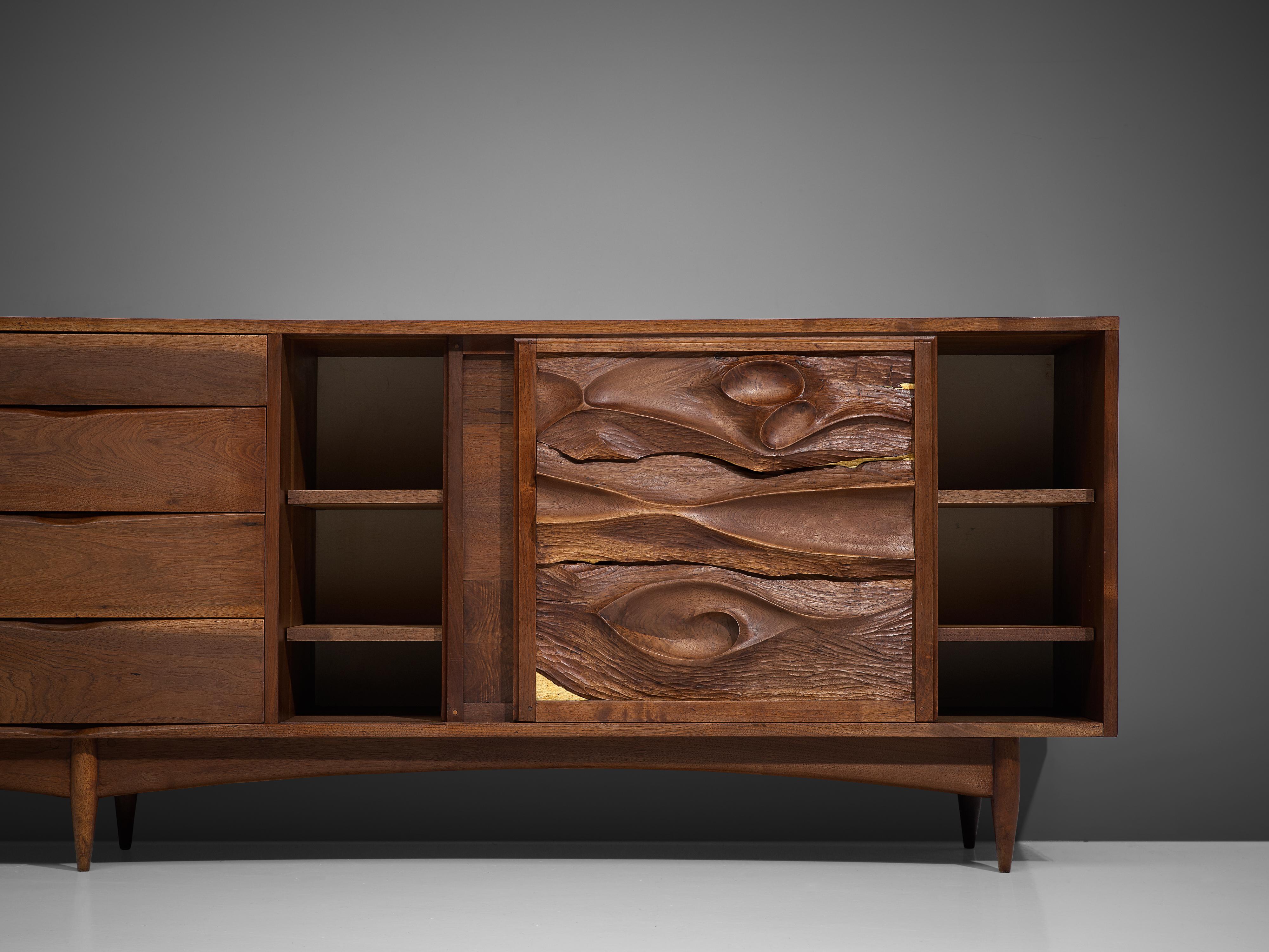 Large Phillip Lloyd Powell Sideboard in Solid American Walnut and Gold Leaf 4