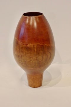 Large Phillip Moulthrop Turned Wood Vase in Wild Cherry Burl