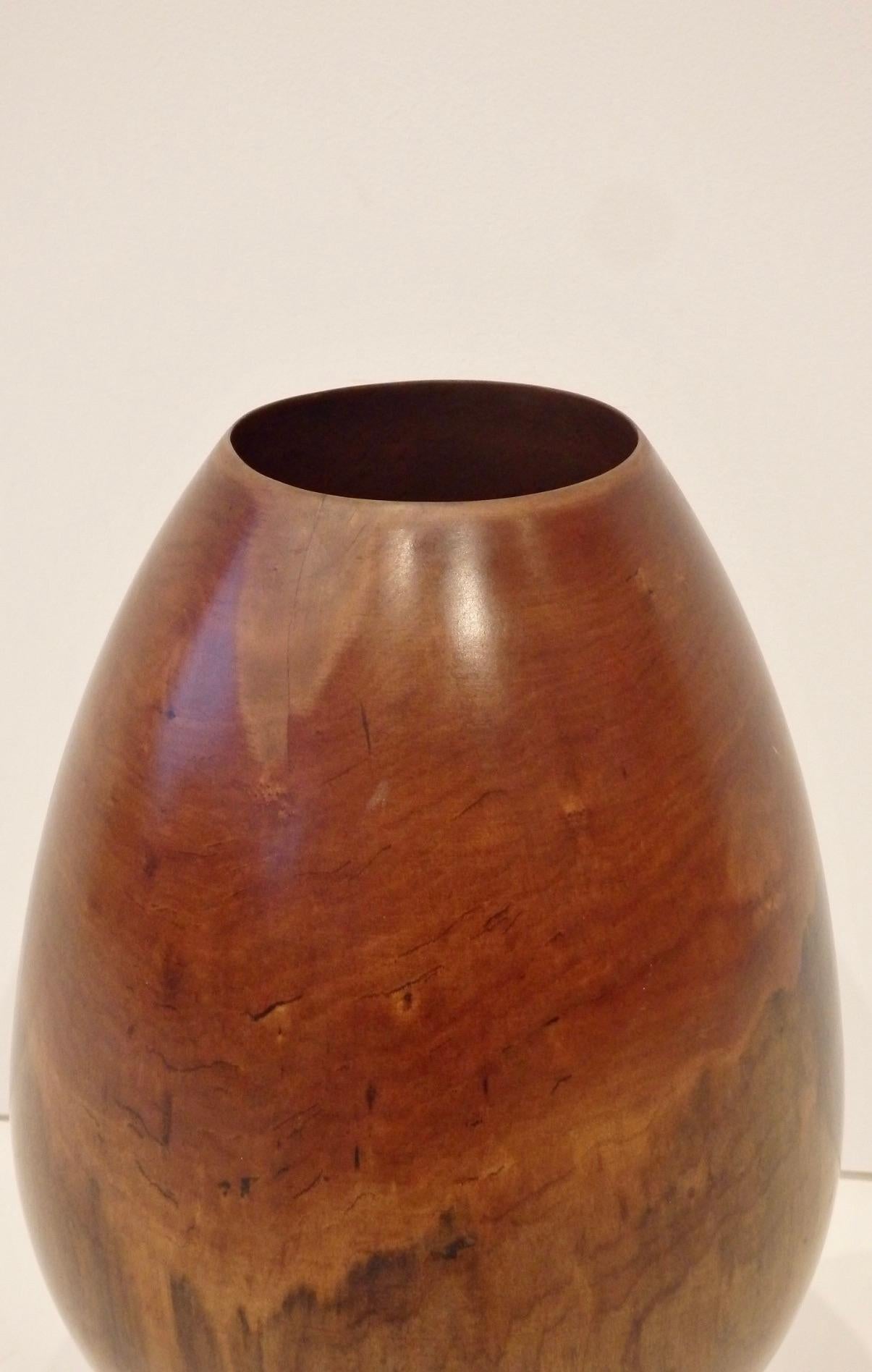 American Large Phillip Moulthrop Turned Wood Vase in Wild Cherry Burl