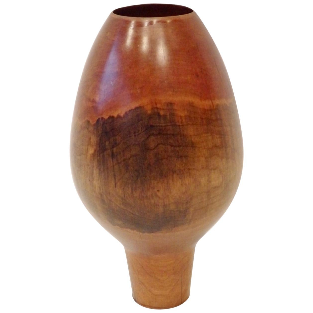 Large Phillip Moulthrop Turned Wood Vase in Wild Cherry Burl