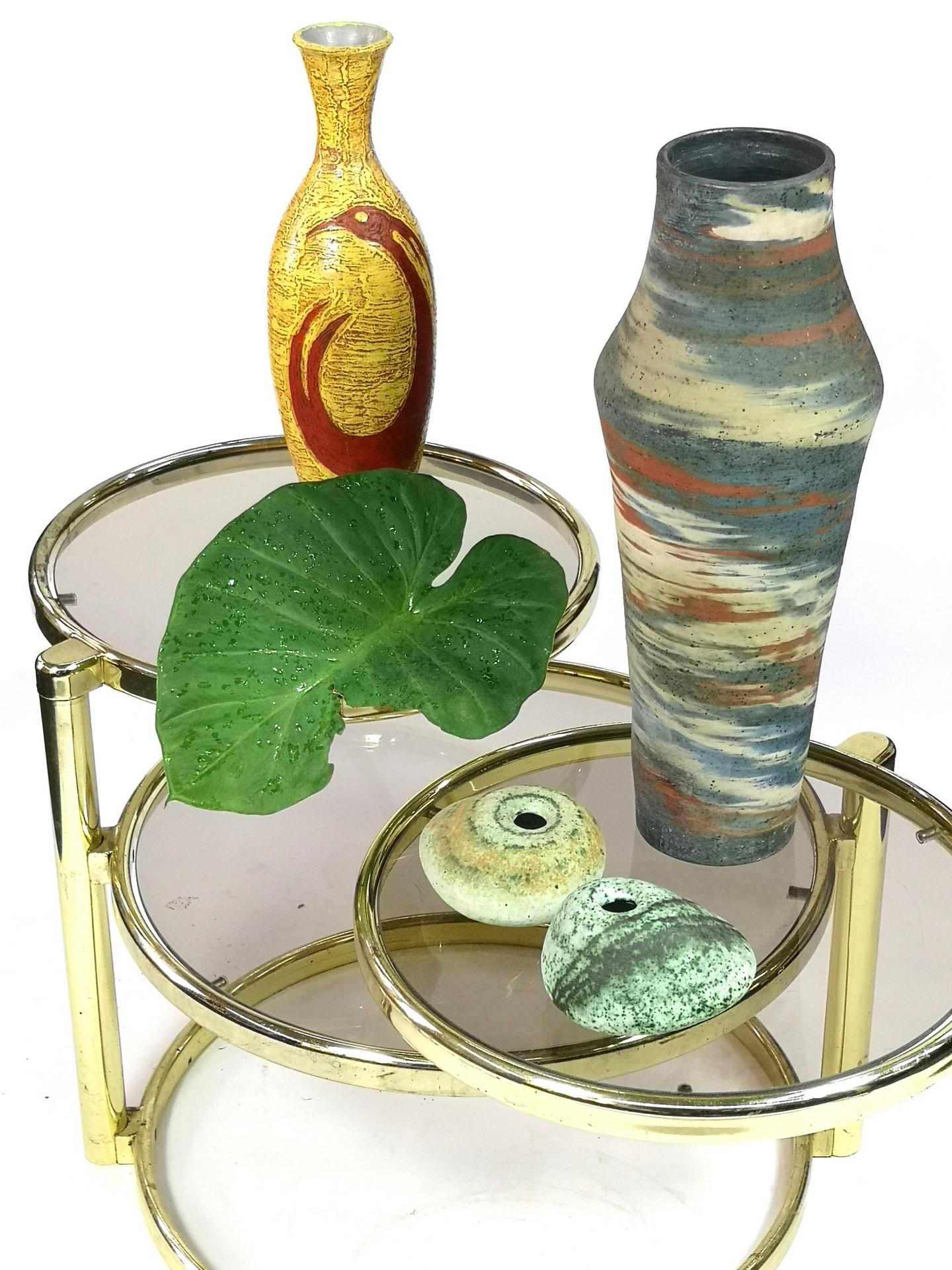 Large phoenix motif hand made mid-century vase by ceramicist Illes, 1970's.