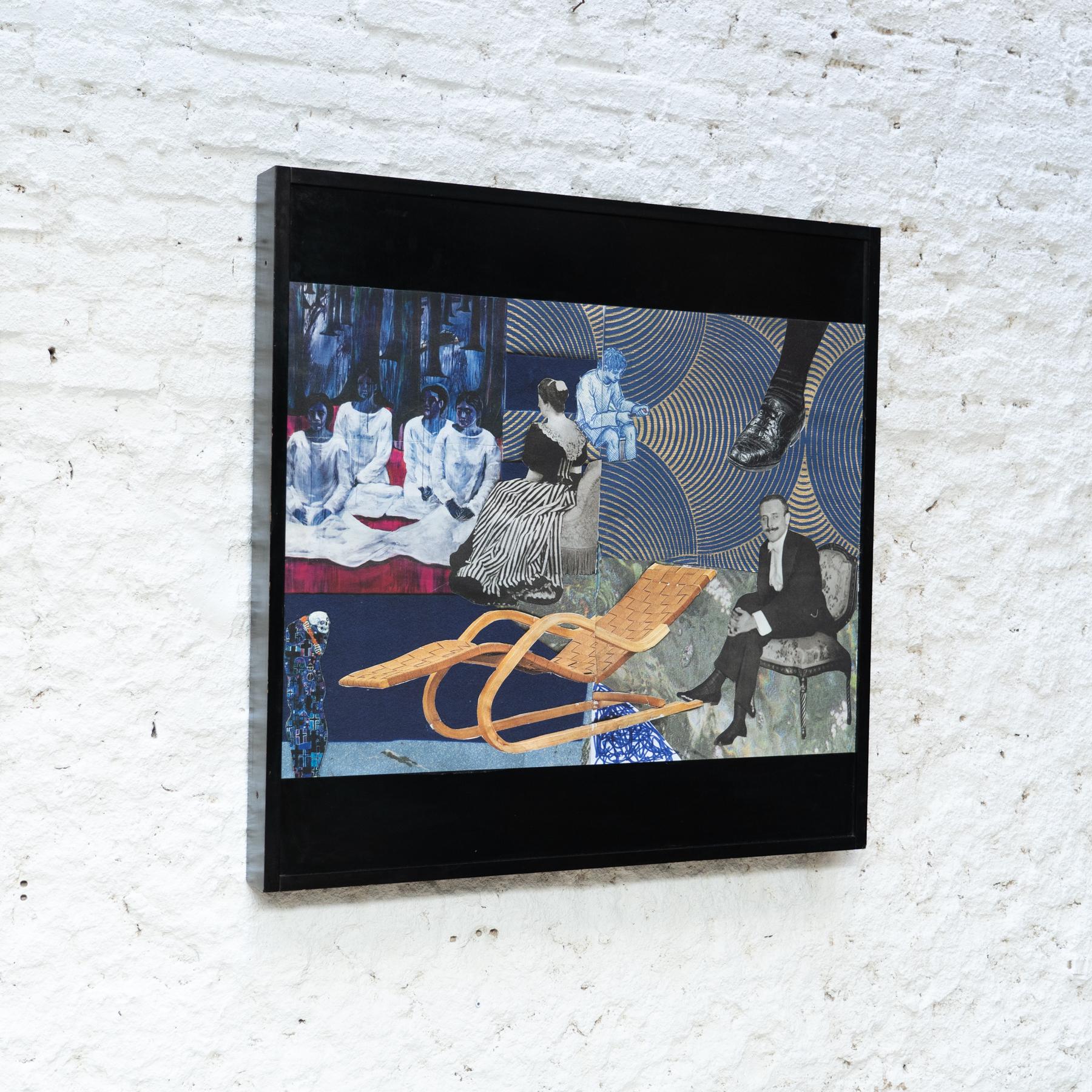 Große Fotocollage mit schwarzem Holzrahmen, ca. 2000 (Moderne der Mitte des Jahrhunderts) im Angebot