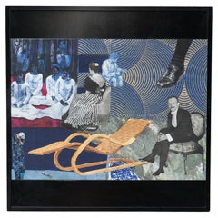 Large Photo Collage With Black Wood Frame, circa 2000