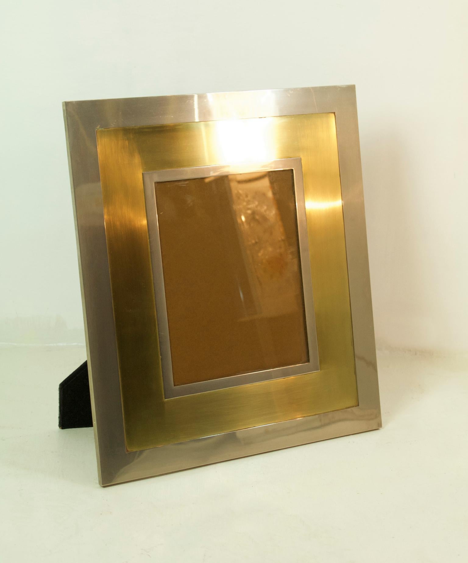 Late 20th Century Large Picture Frame in Brass and Steel