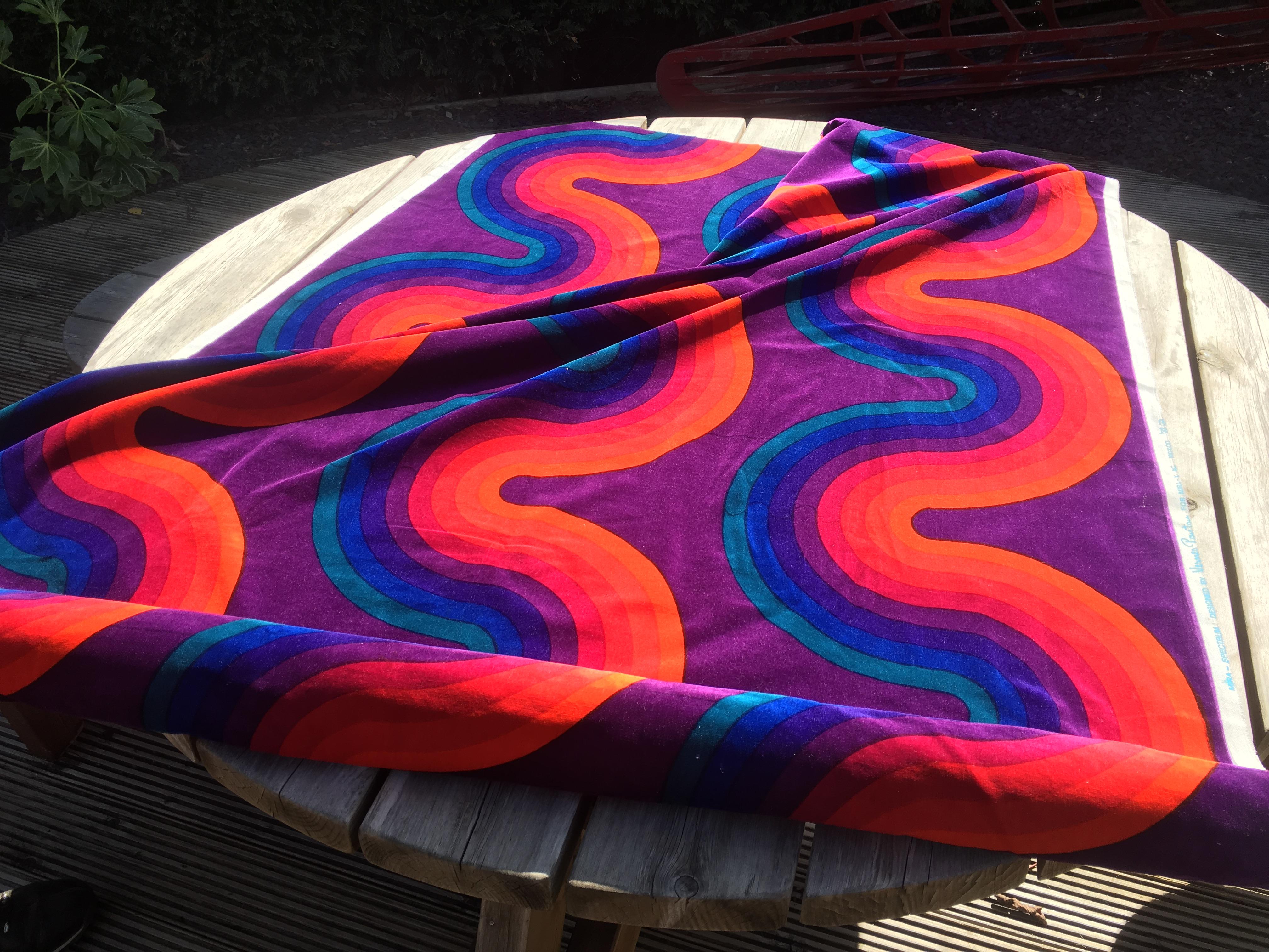 Scandinavian Modern Large Piece of Unused 'Small Wave' Fabric by Verner Panton for Mira-X  A.G