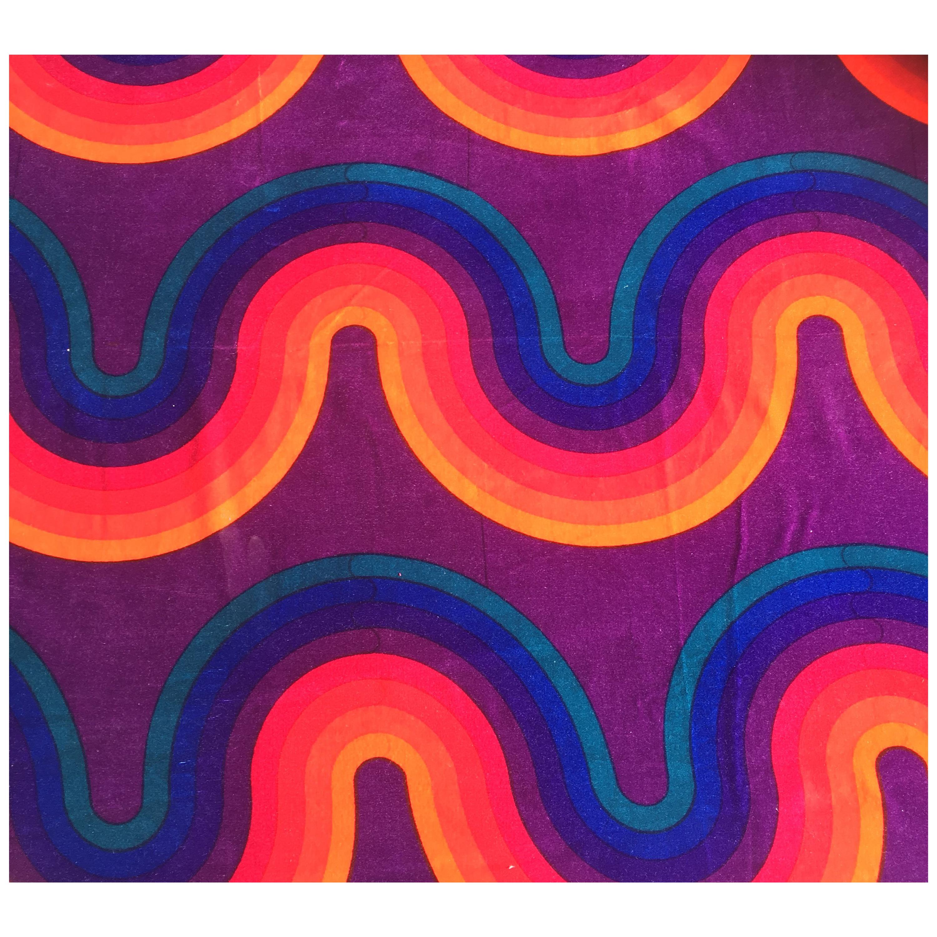 Large Piece of Unused 'Small Wave' Fabric by Verner Panton for Mira-X  A.G