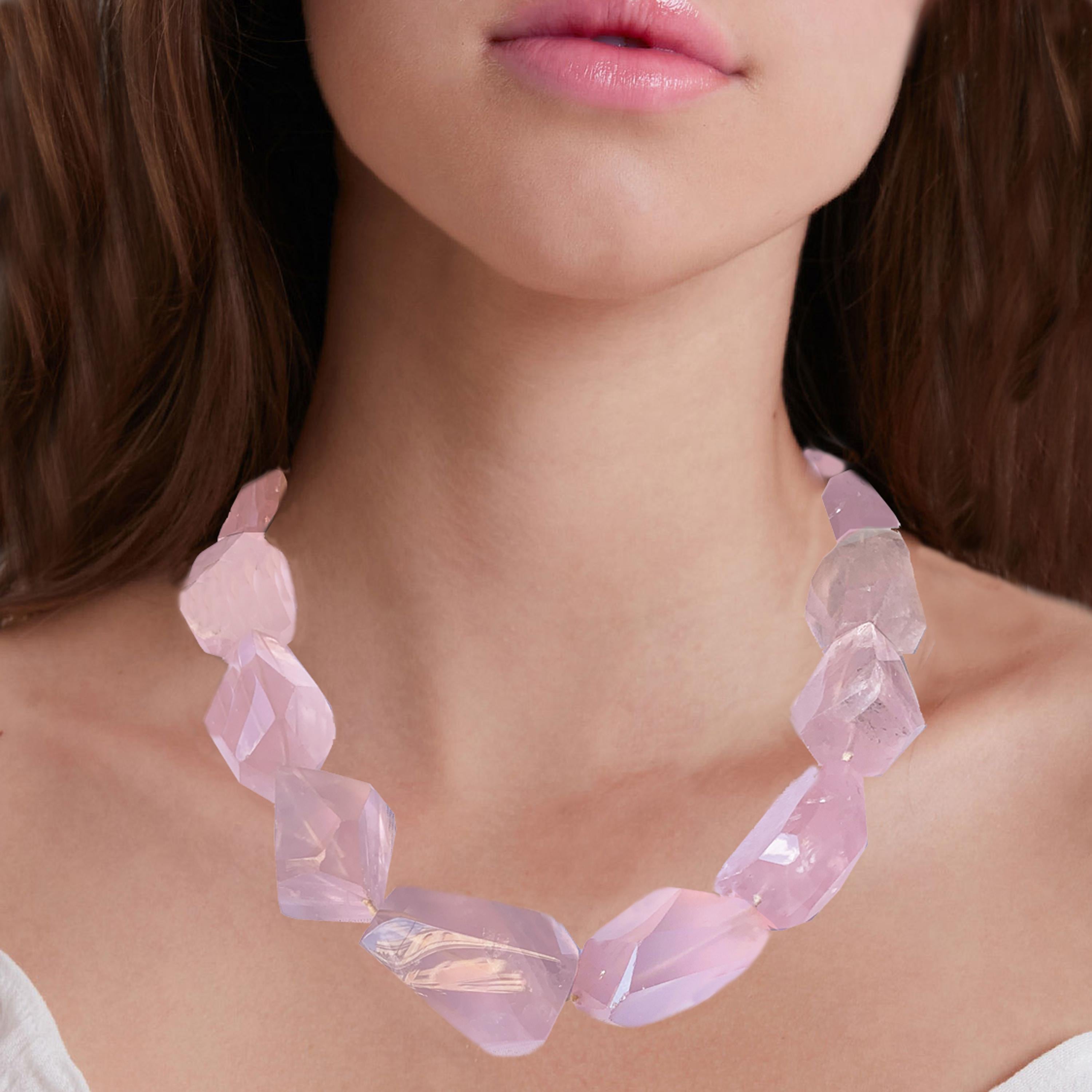 Pink rose quartz necklace deals