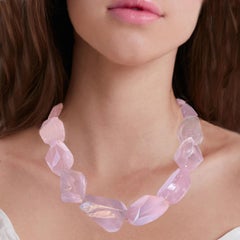 Vintage Large-Piece Rose Quartz Necklace