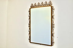 Large Pier Luigi Colli Wall or Mantle Mirror in Gilded Wrought Iron, 1950s Italy