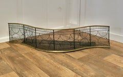 Antique Georgian Brass Fender, Serpentine Shape, Iron Front, 1800