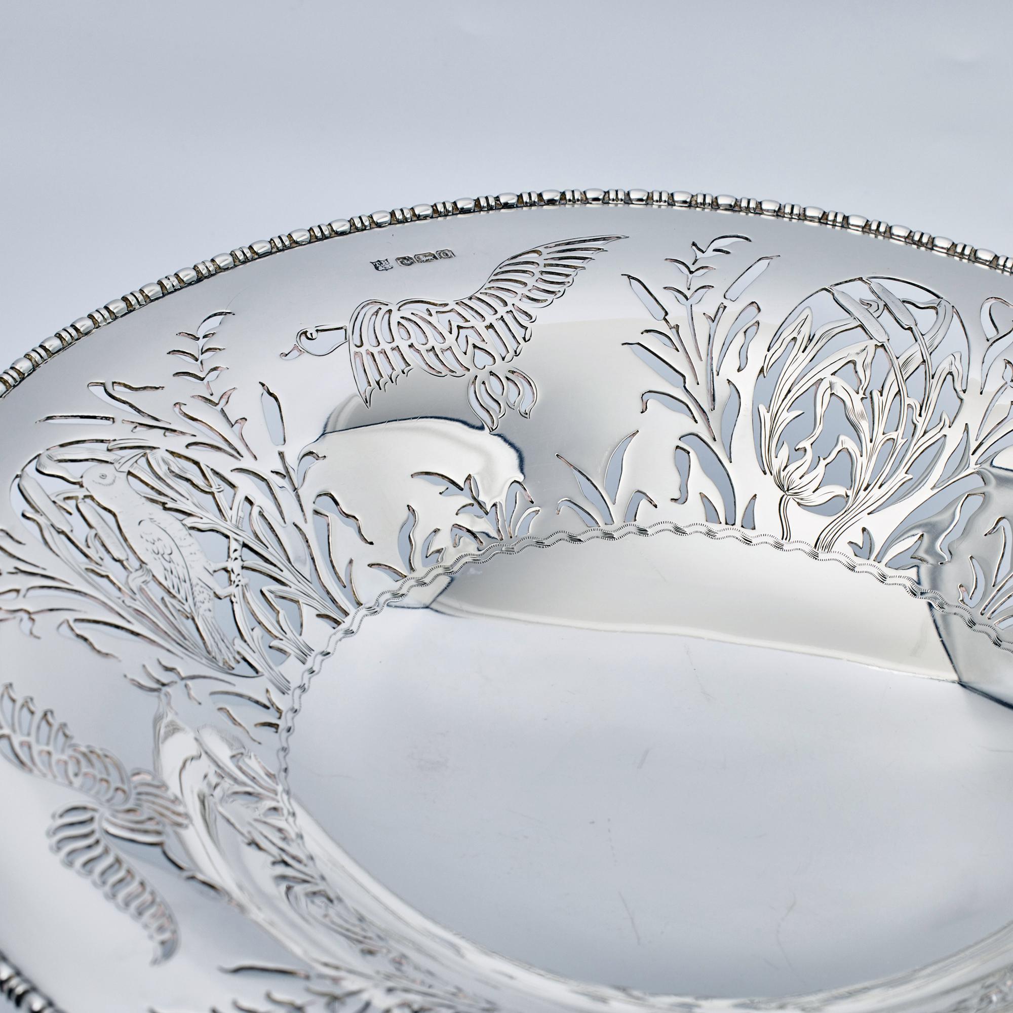 Art Deco Large pierced silver tazza For Sale