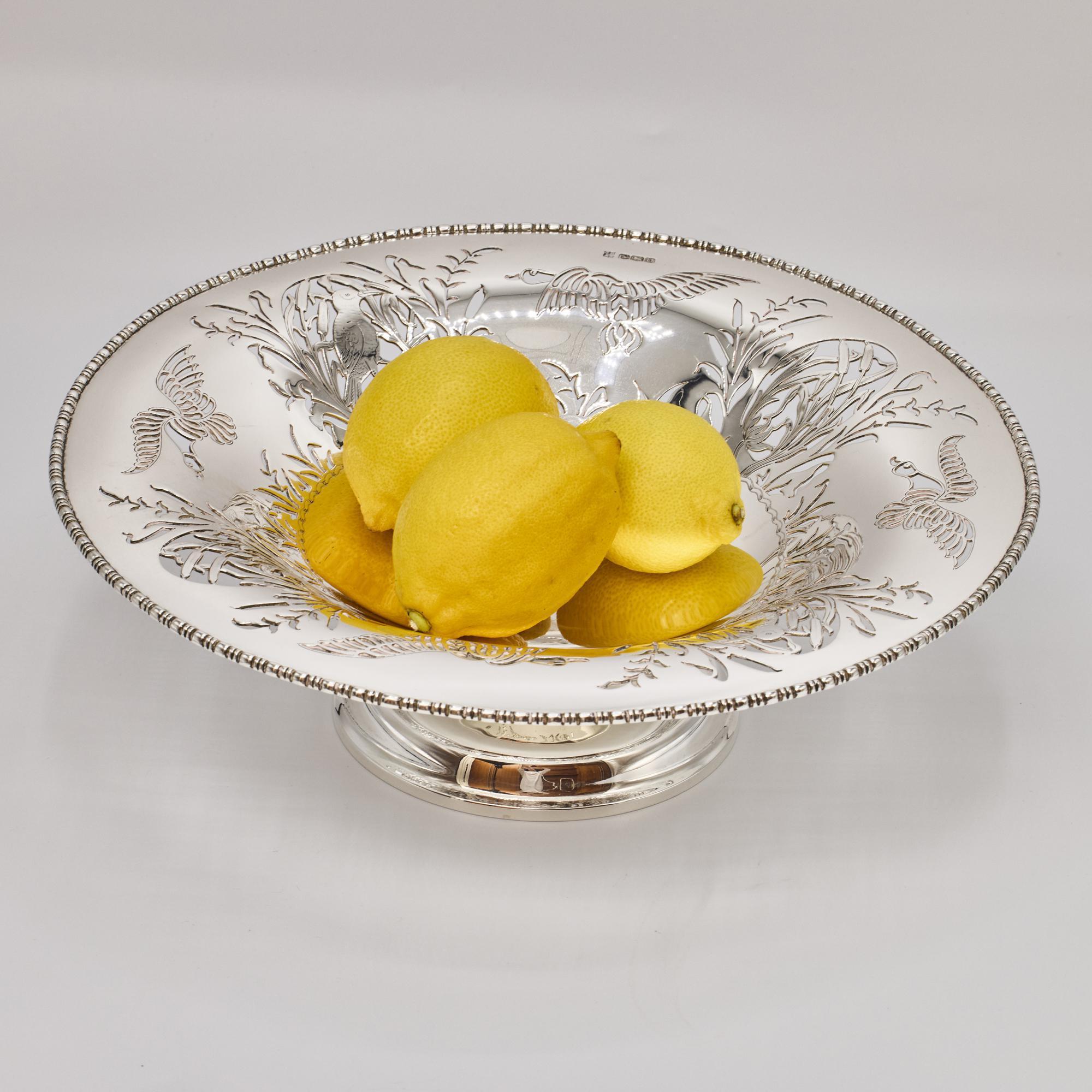 Sterling Silver Large pierced silver tazza For Sale