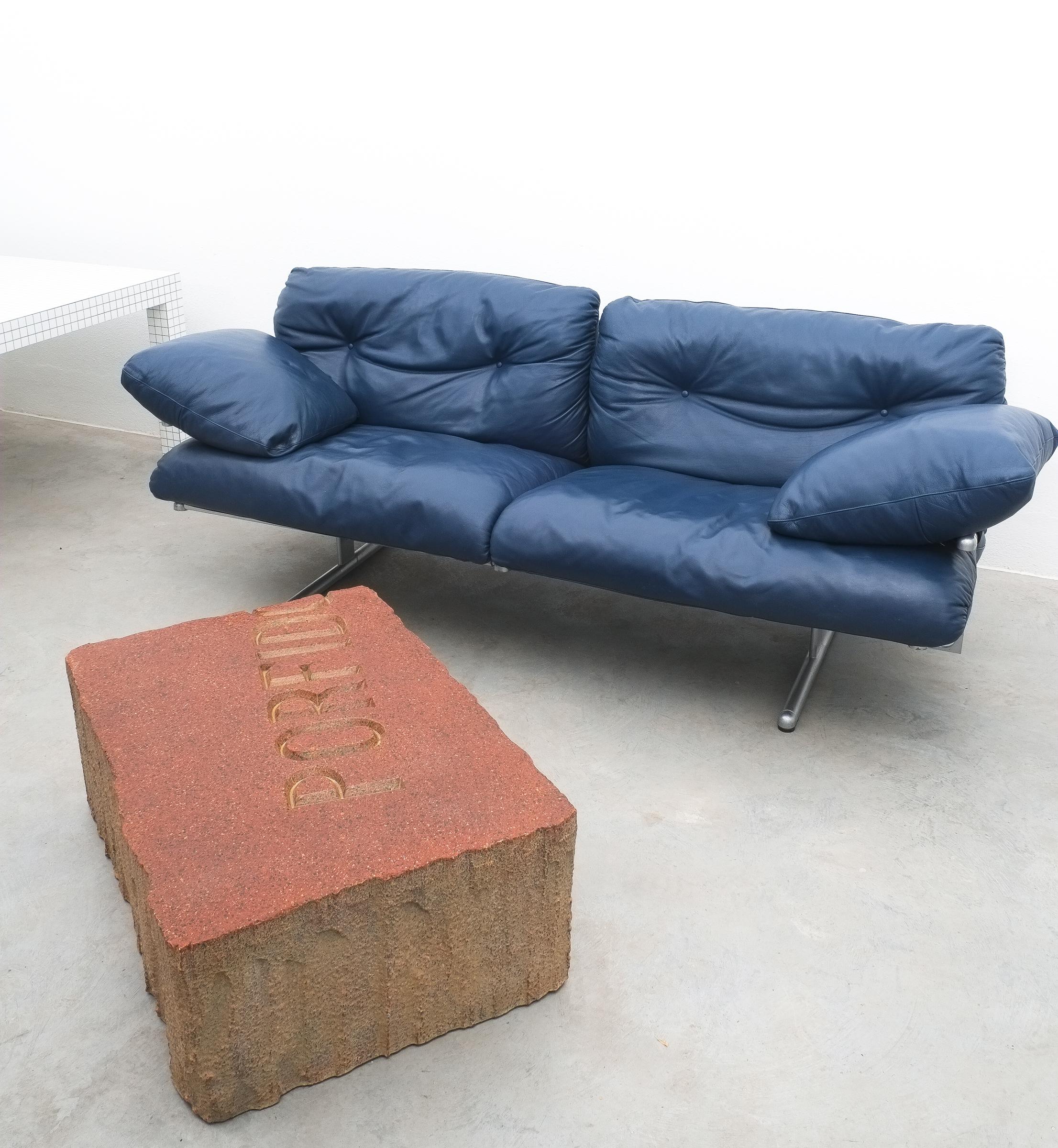 Late 20th Century Large Pierluigi Cerri Ouverture Leather Sofa for Poltrona Frau, Italy, 1980