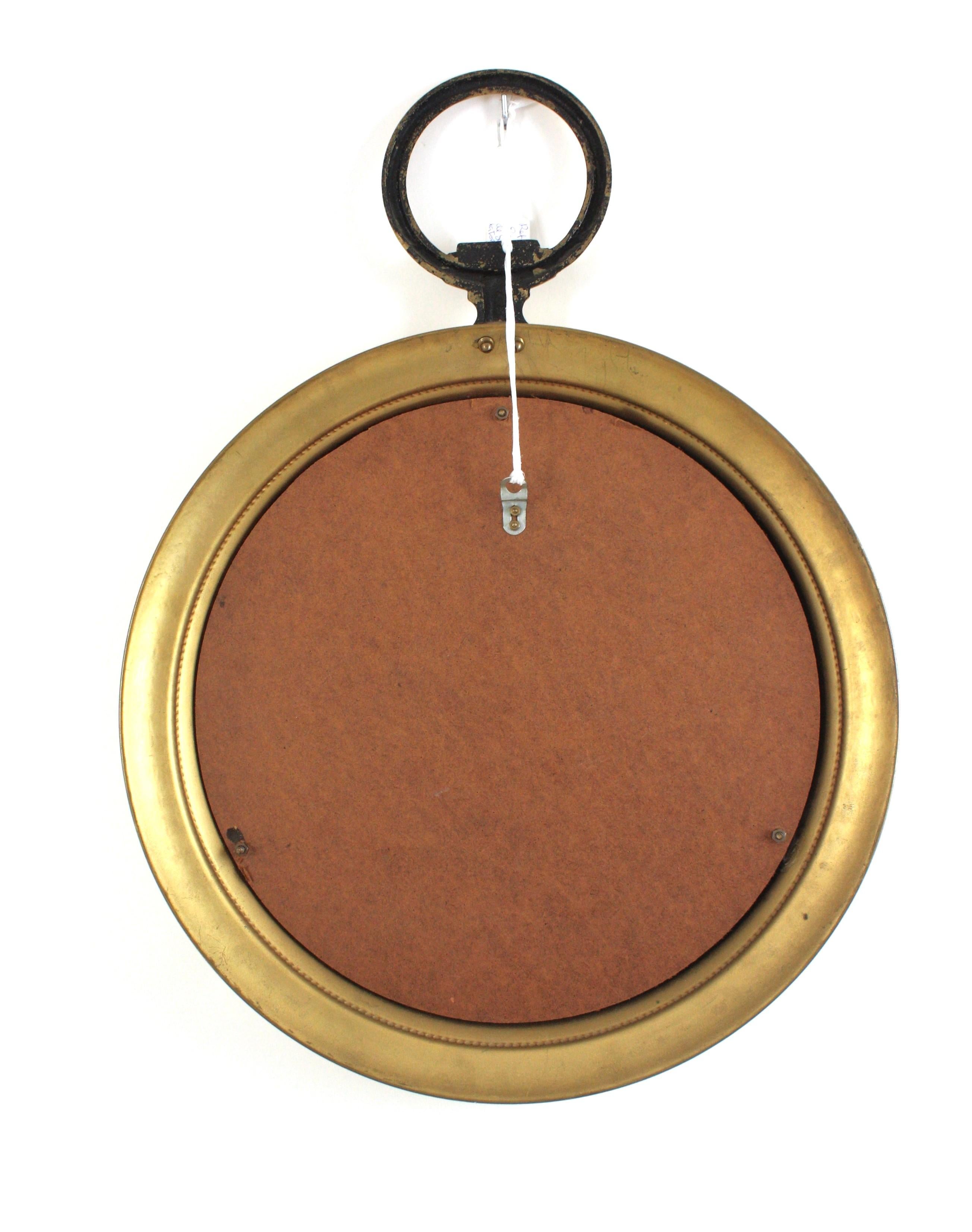 Grand miroir de montre de poche en laiton de Piero Fornasetti, Italie, années 1960 en vente 3