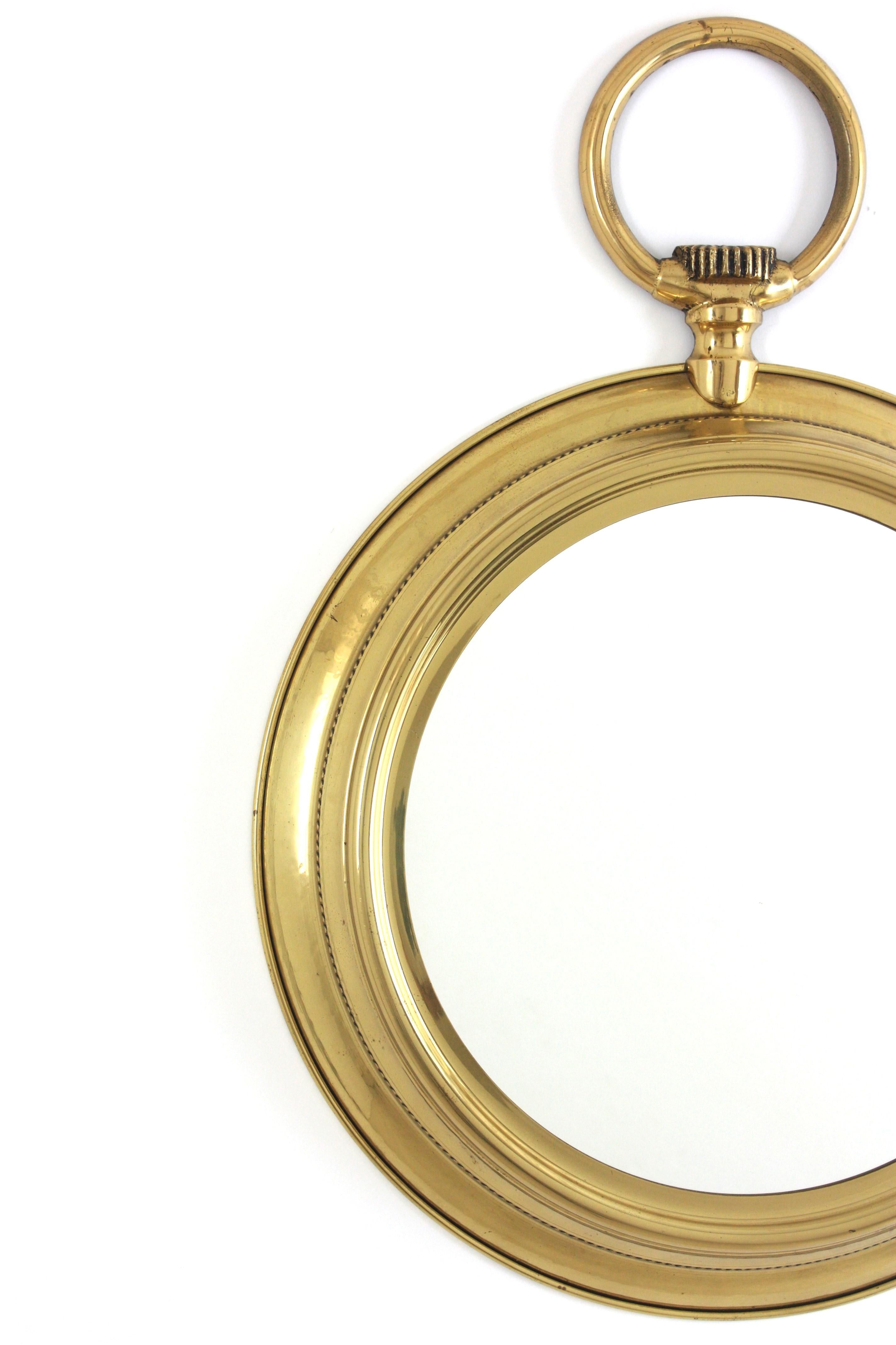 Grand miroir de montre de poche en laiton de Piero Fornasetti, Italie, années 1960 Bon état - En vente à Barcelona, ES
