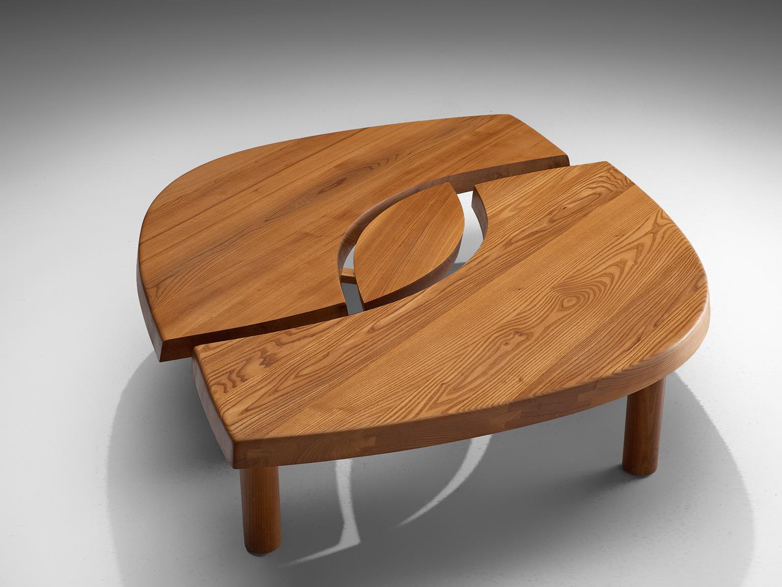 Pierre Chapo, coffee table, model T22C, elm, France, circa 1972.

This beautiful eye-shaped cocktail table is part of the midcentury design collection. The coffee table is designed by the French designer and master woodworker Pierre Chapo