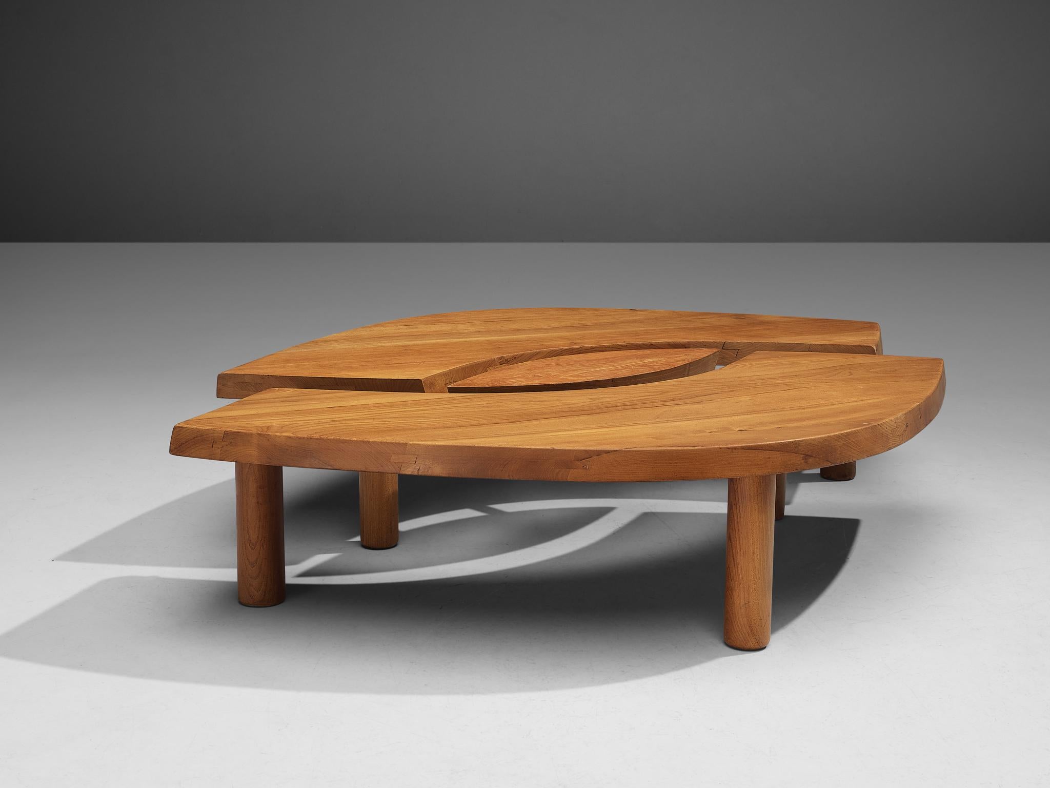 Large Pierre Chapo Coffee Table T22C in Solid Elm In Good Condition In Waalwijk, NL
