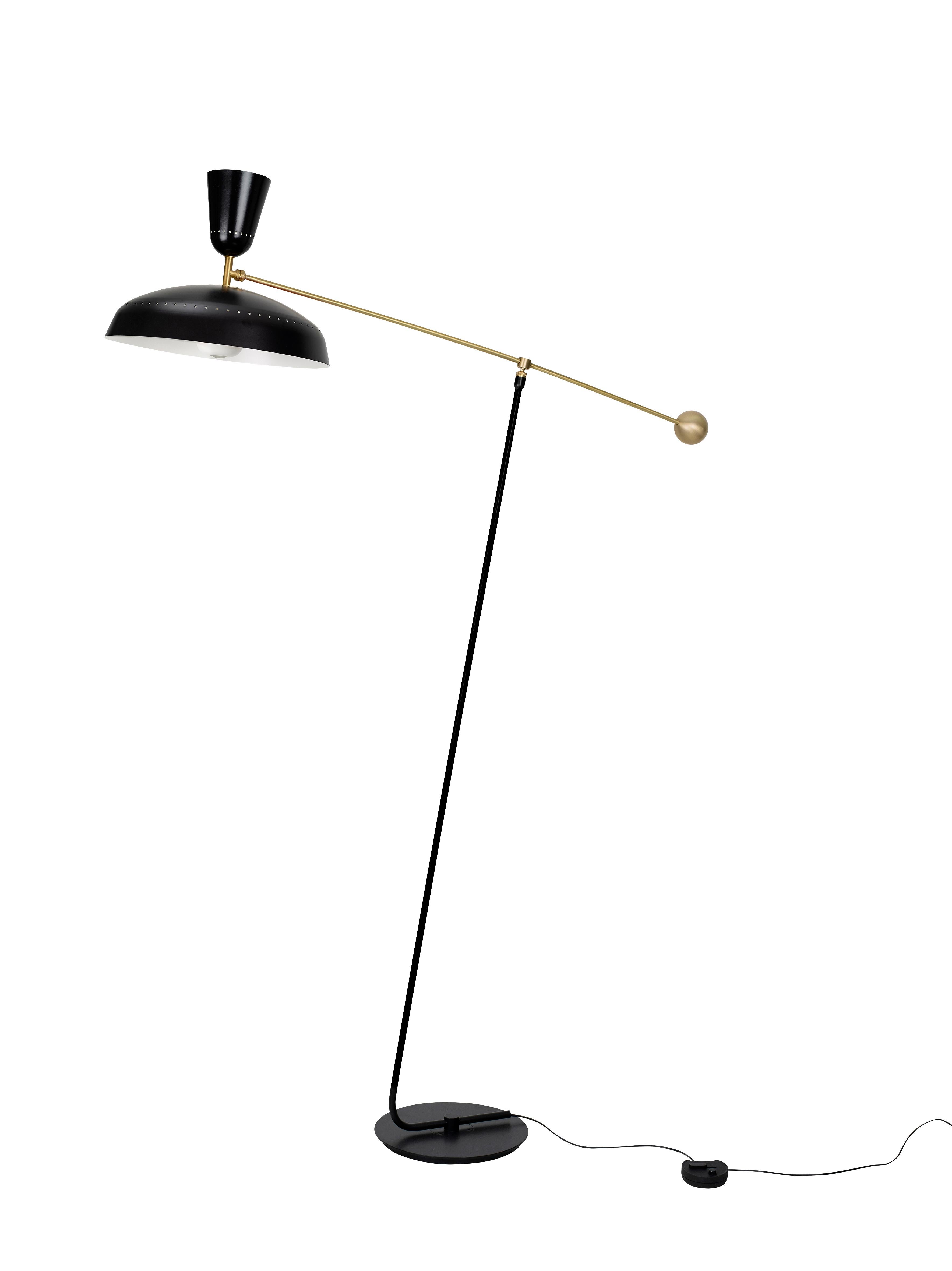 Large Pierre Guariche 'G1' Floor Lamp for Sammode Studio in Black For Sale 3