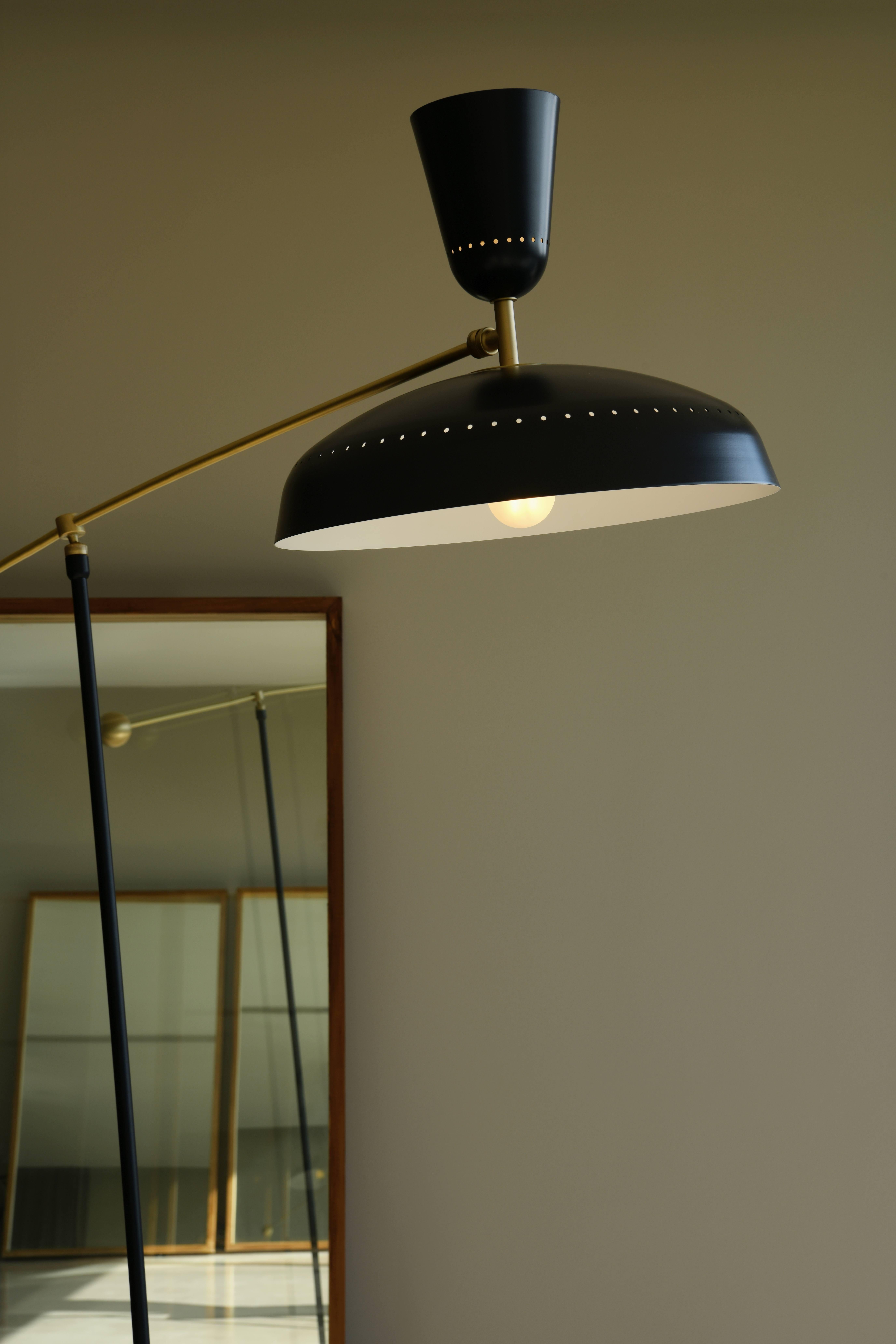 Mid-Century Modern Large Pierre Guariche 'G1' Floor Lamp for Sammode Studio in Black For Sale