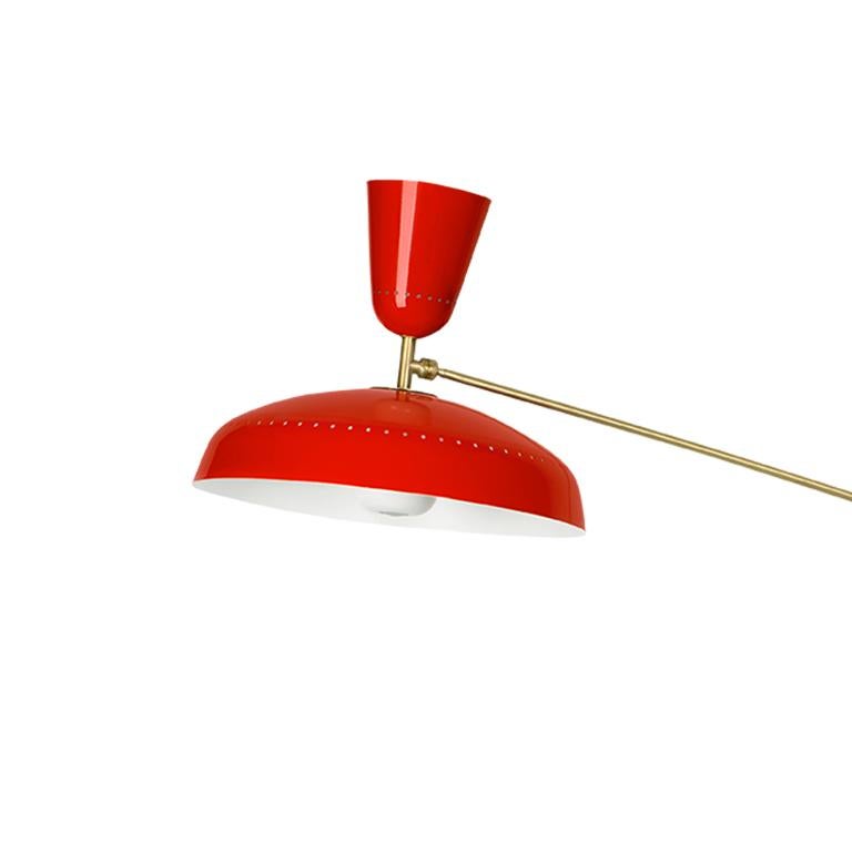 Brushed Large Pierre Guariche 'G1' Floor Lamp for Sammode Studio in Red For Sale
