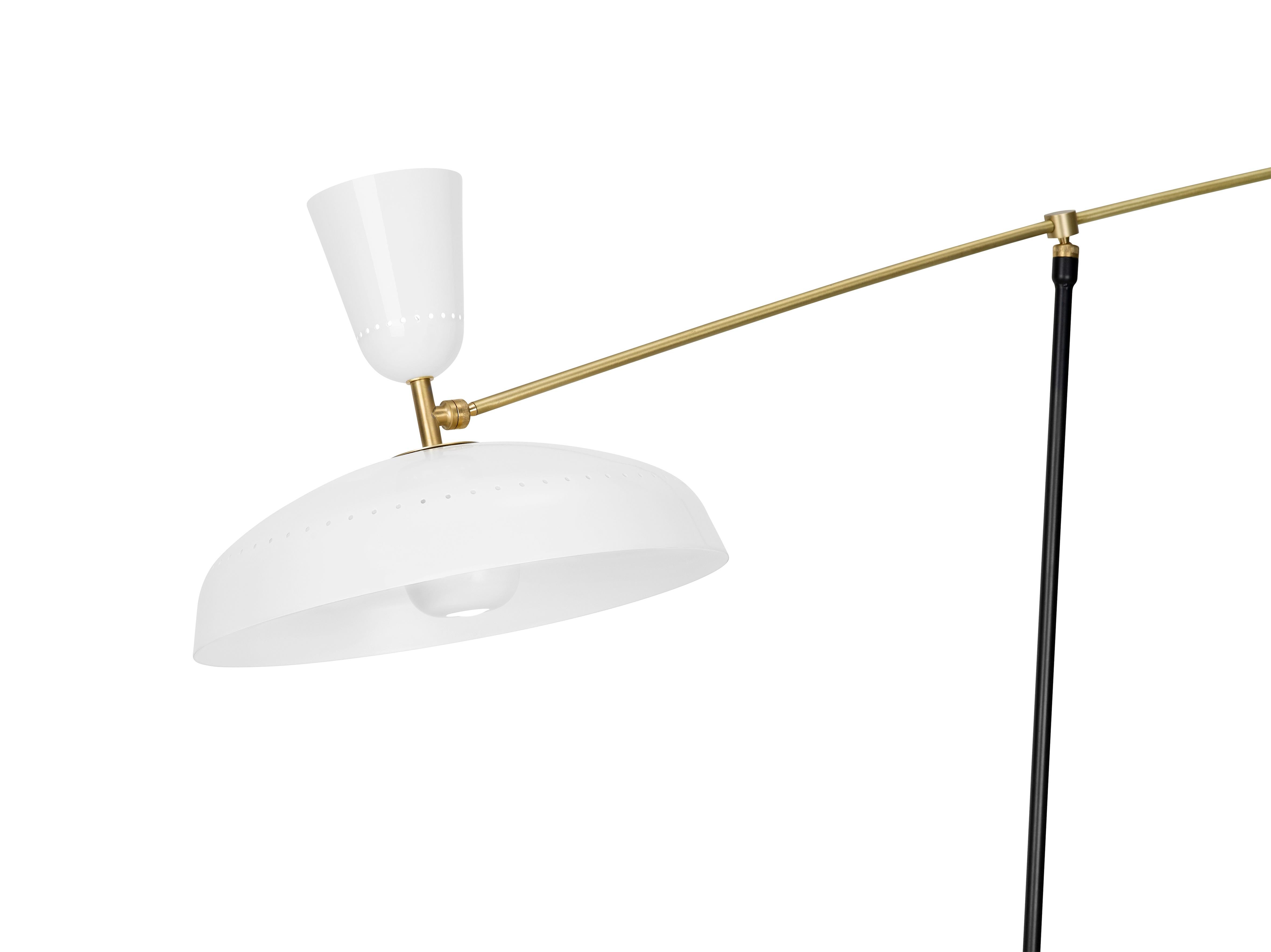 Brushed Large Pierre Guariche 'G1' Floor Lamp for Sammode Studio in White For Sale