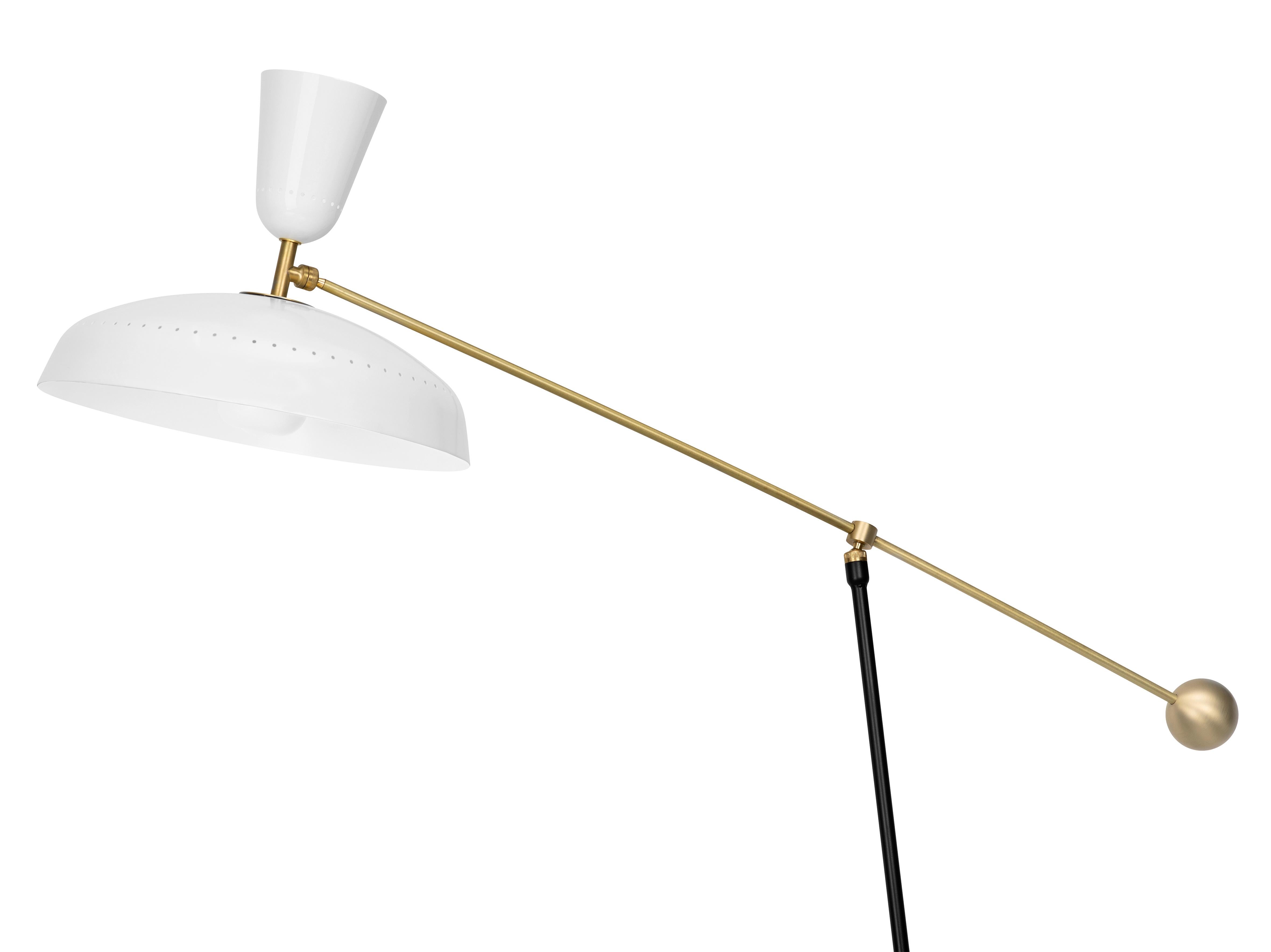 Large Pierre Guariche 'G1' Floor Lamp for Sammode Studio in White In New Condition For Sale In Glendale, CA