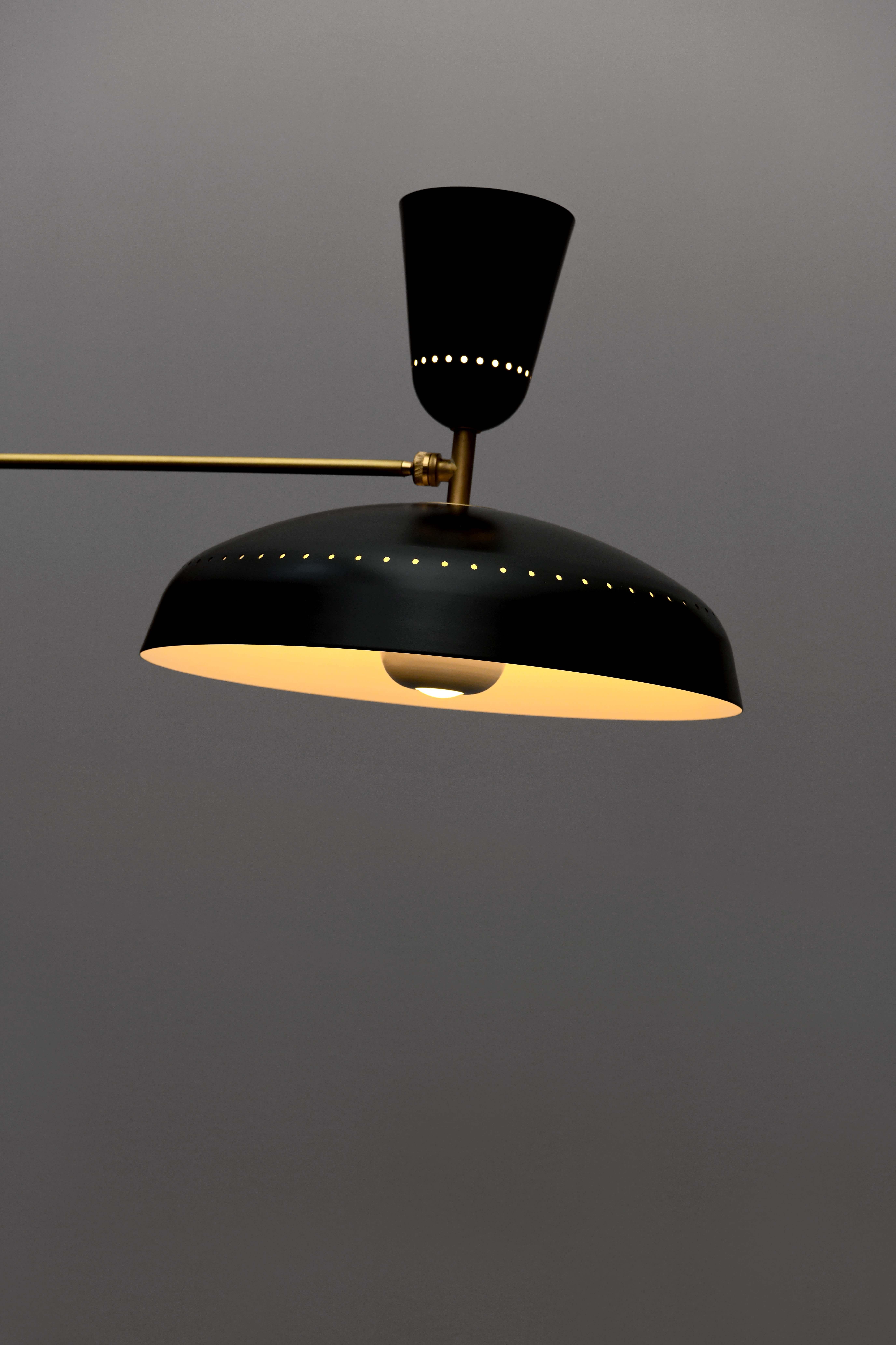 Large Pierre Guariche 'G1' suspension lamp for Sammode Studio in black. Originally designed by Pierre Guariche in 1951, this monumental suspension lamp is newly produced in an authorized re-edition by Sammode Studio in France embracing many of the