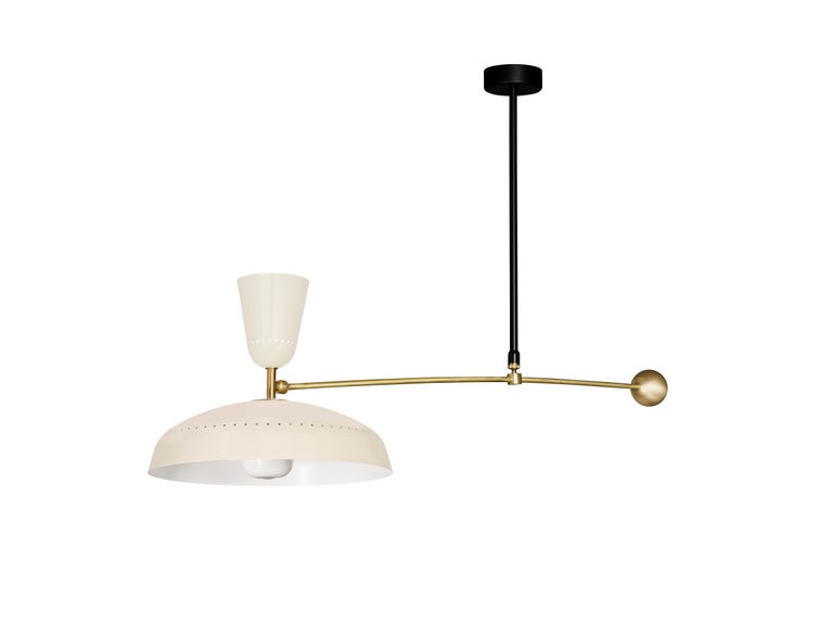 French Large Pierre Guariche 'G1' Suspension Lamp for Sammode Studio in Chalk For Sale