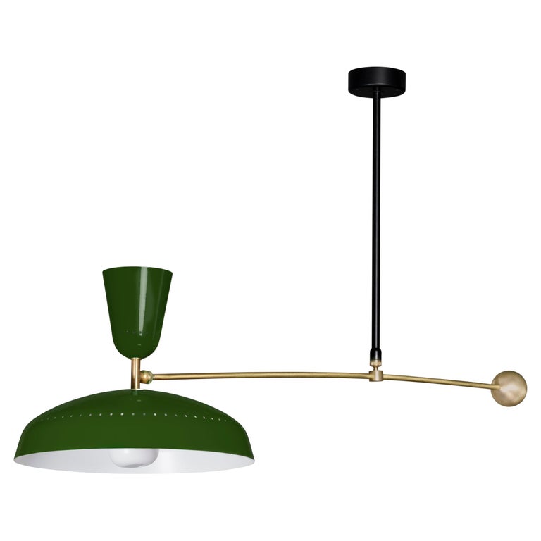 Large Pierre Guariche 'G1' Suspension Lamp for Sammode Studio in Green For Sale
