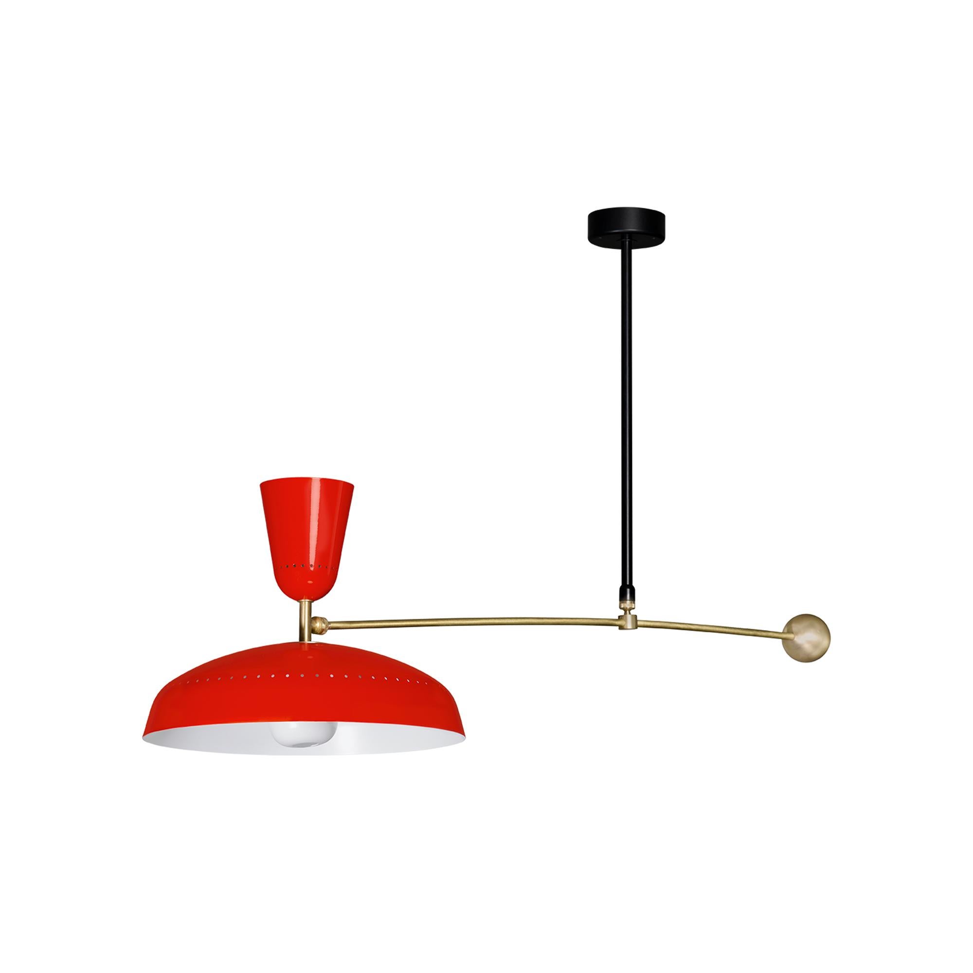 Painted Large Pierre Guariche 'G1' Suspension Lamp for Sammode Studio in Red