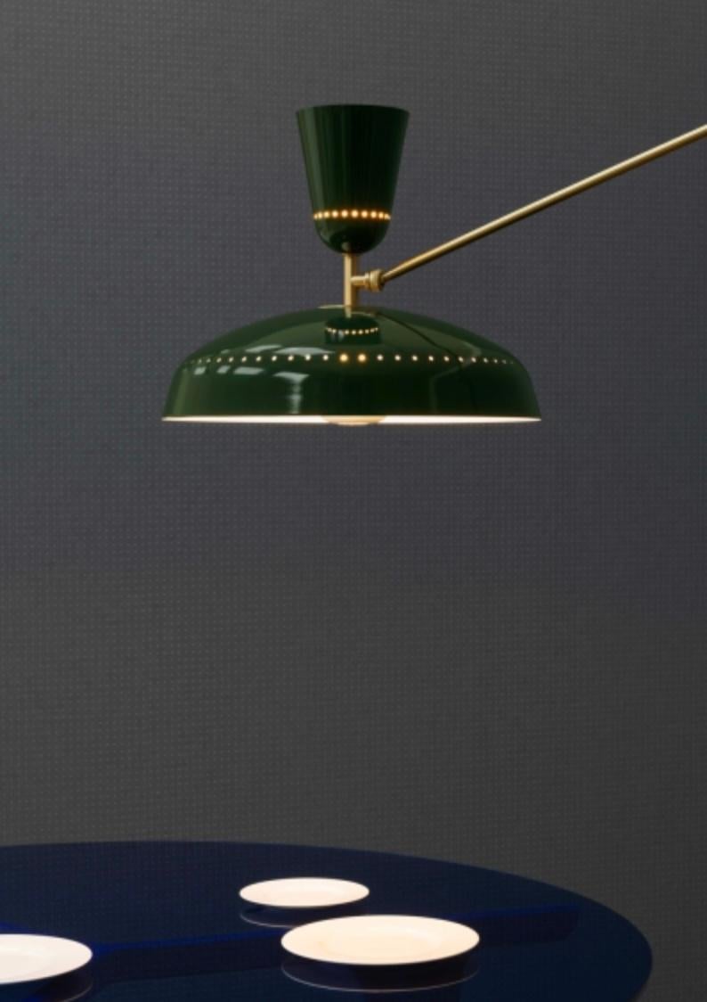 Large Pierre Guariche 'G1' wall lamp for Sammode Studio in green. 

Originally designed by Pierre Guariche in 1951, this monumental wall lamp is newly produced in an authorized re-edition by Sammode Studio in France embracing many of the same