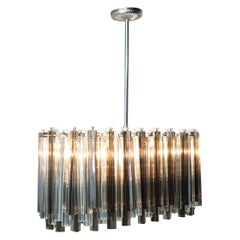Large Pill-Form Leaded Glass Crystal Chandelier by Venini or Camer Glass, Italy