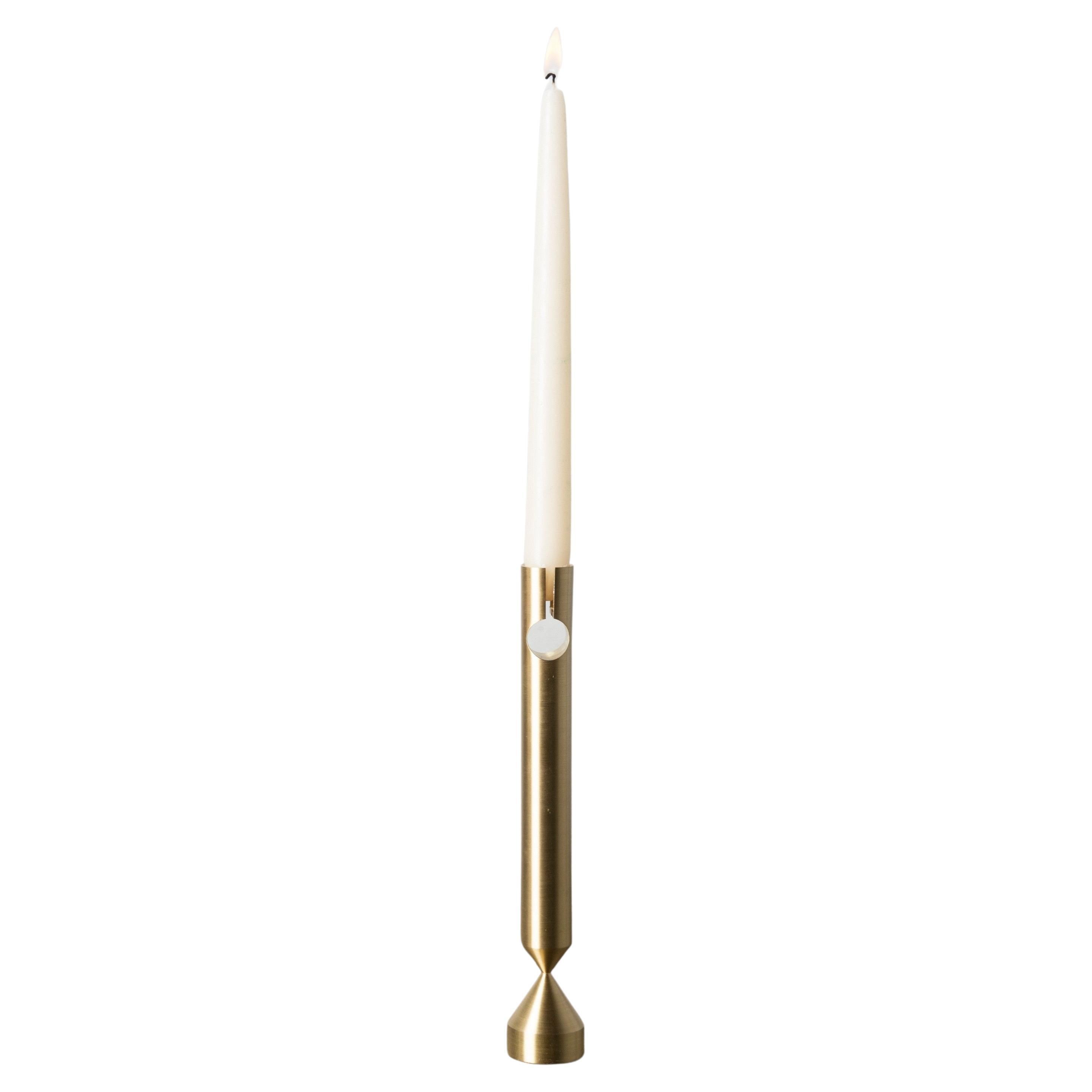 Large Pillar Brass Candlestick by Gentner Design For Sale