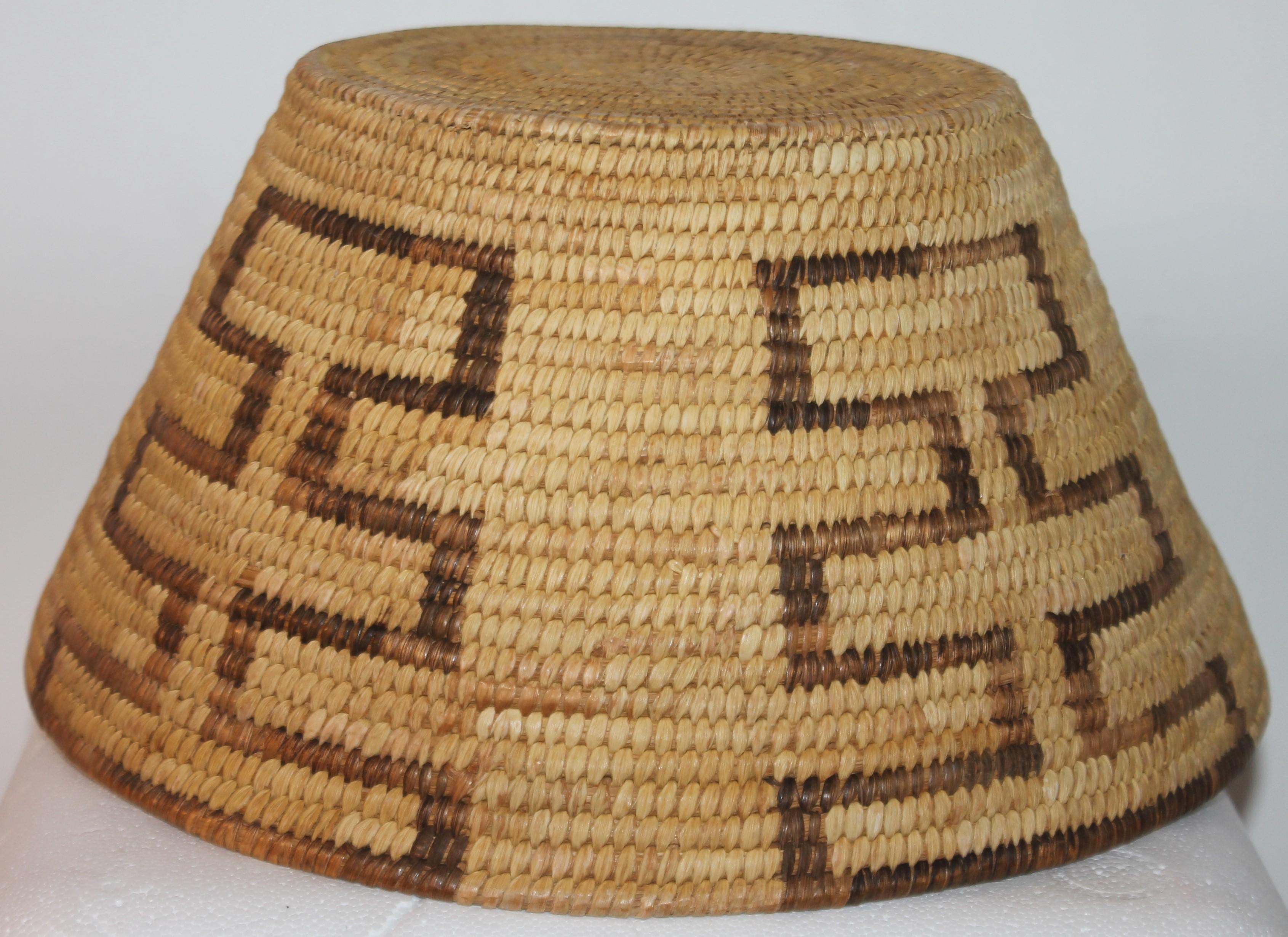 Hand-Woven Large Pima Geometric Indian Basket
