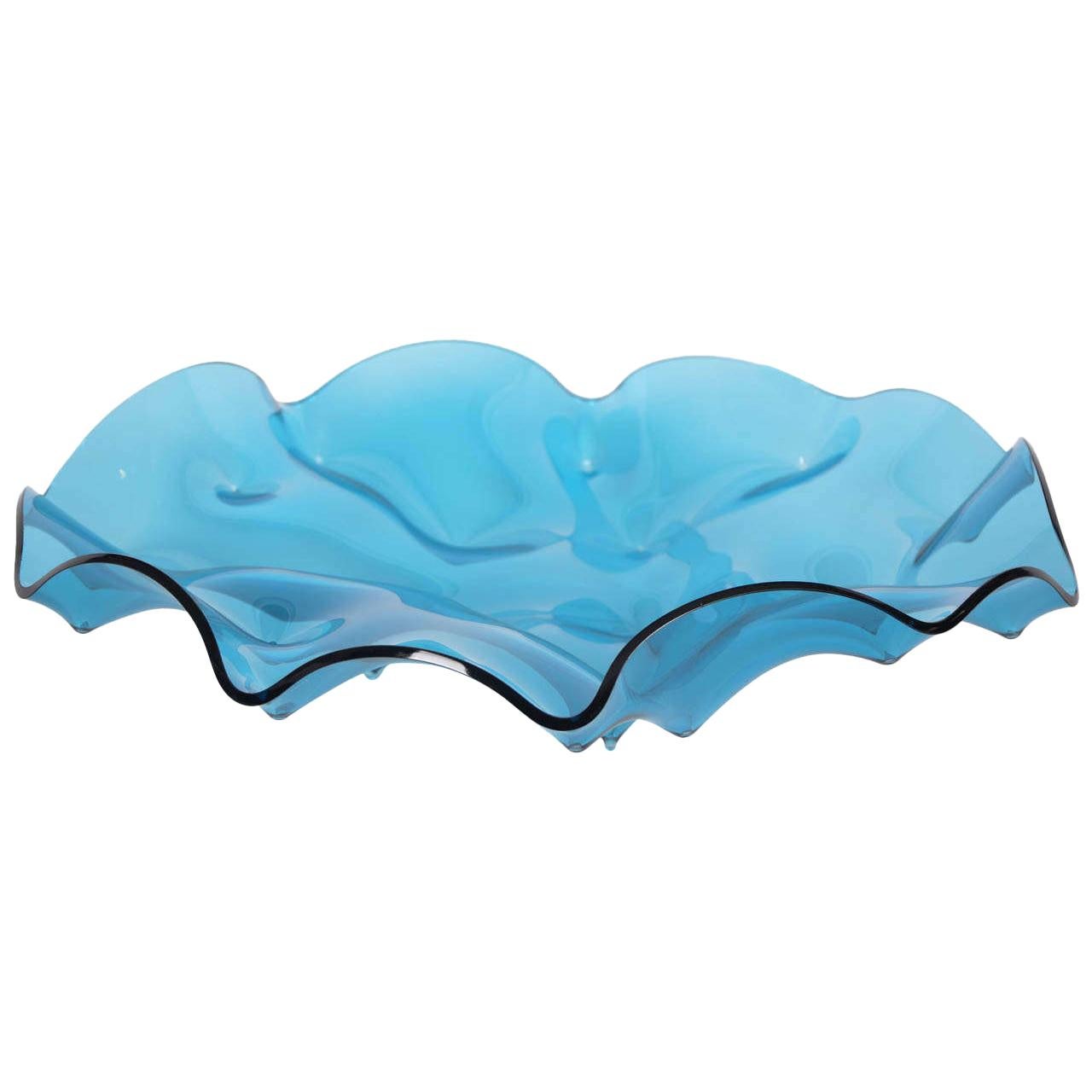 Pin Bowl in Aqua, a & centrepiece in Slumped Glass by Tavs Jørgensen