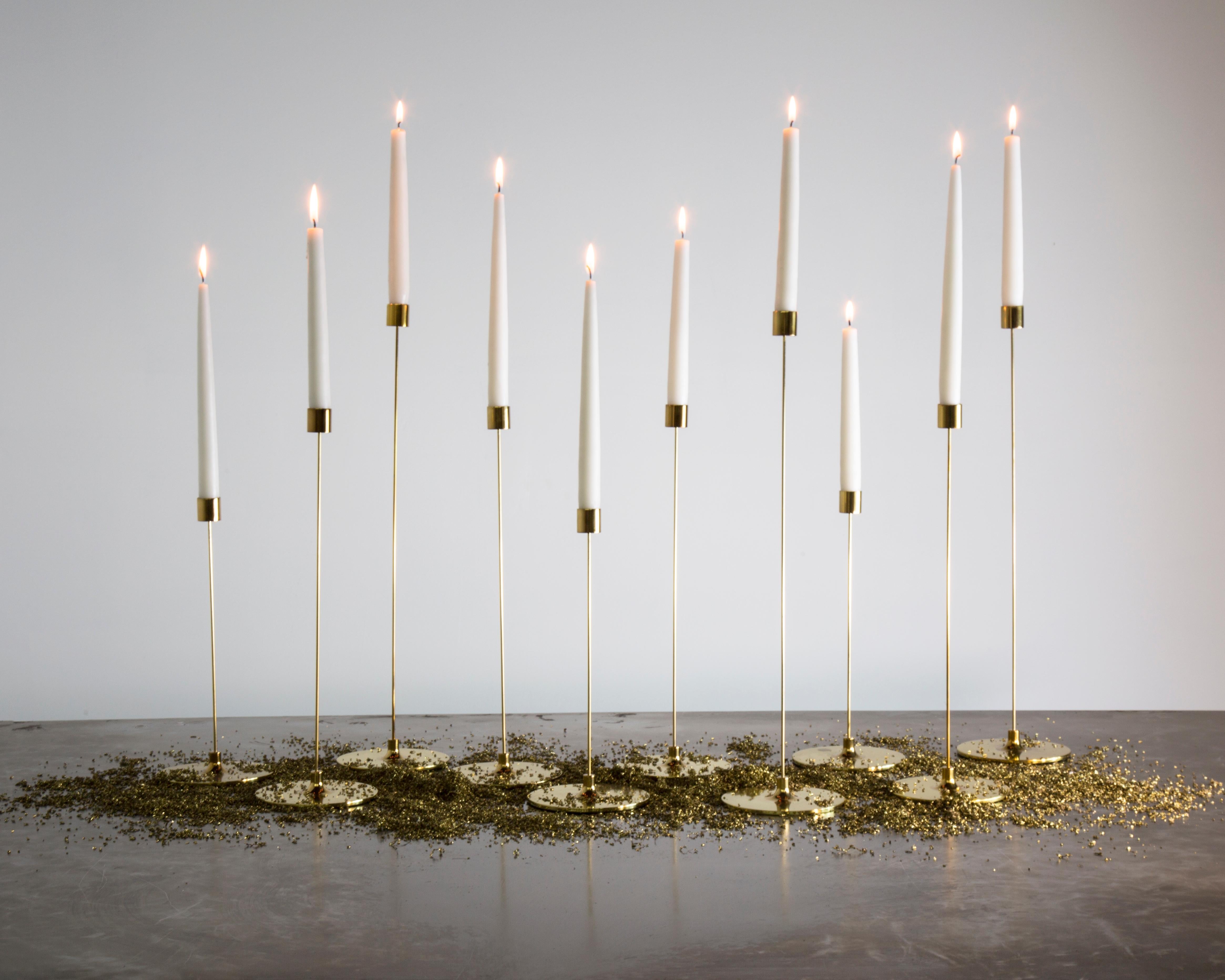 American Large Pin Brass Candlestick by Gentner Design