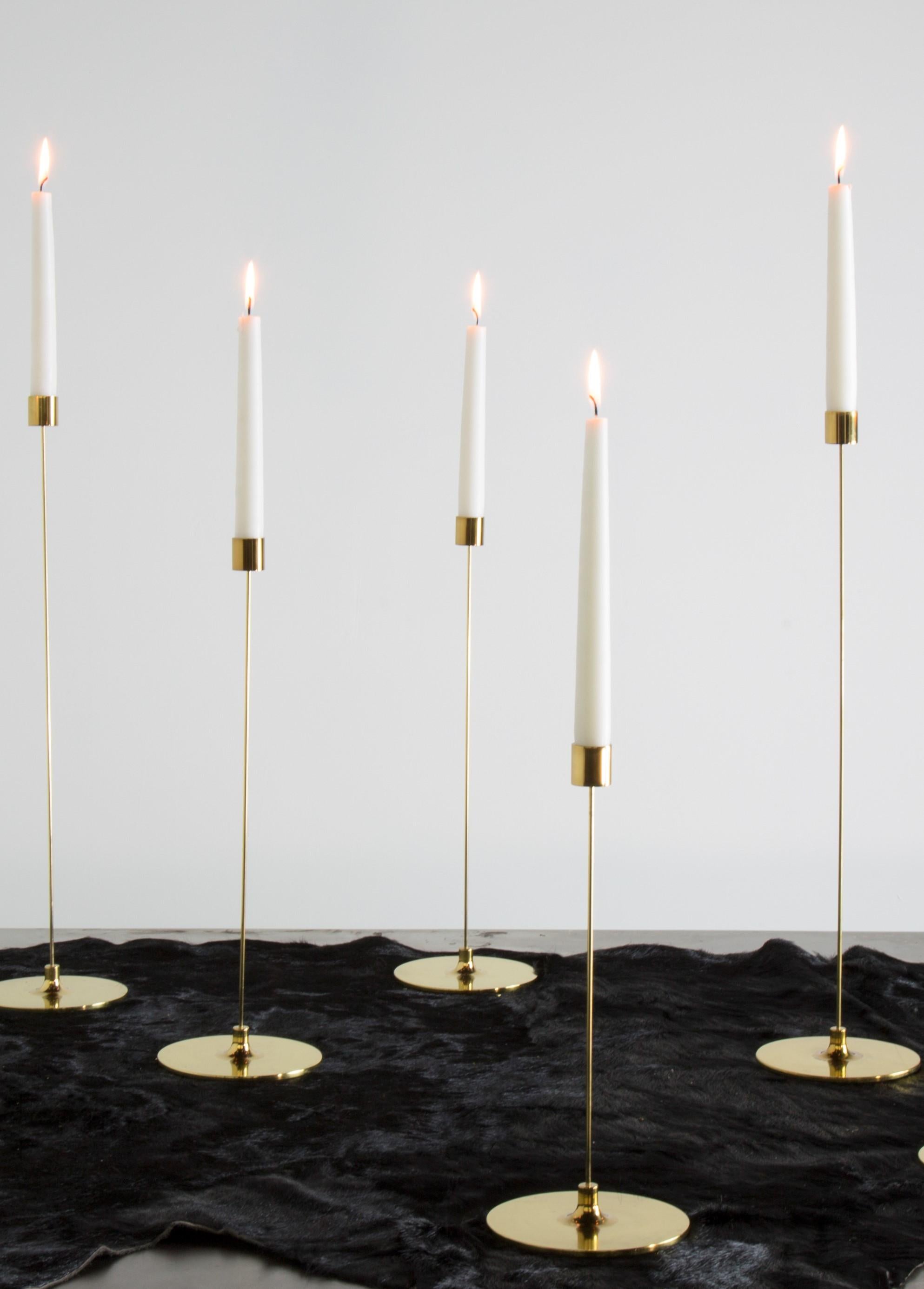 Large Pin Brass Candlestick by Gentner Design In New Condition In Geneve, CH