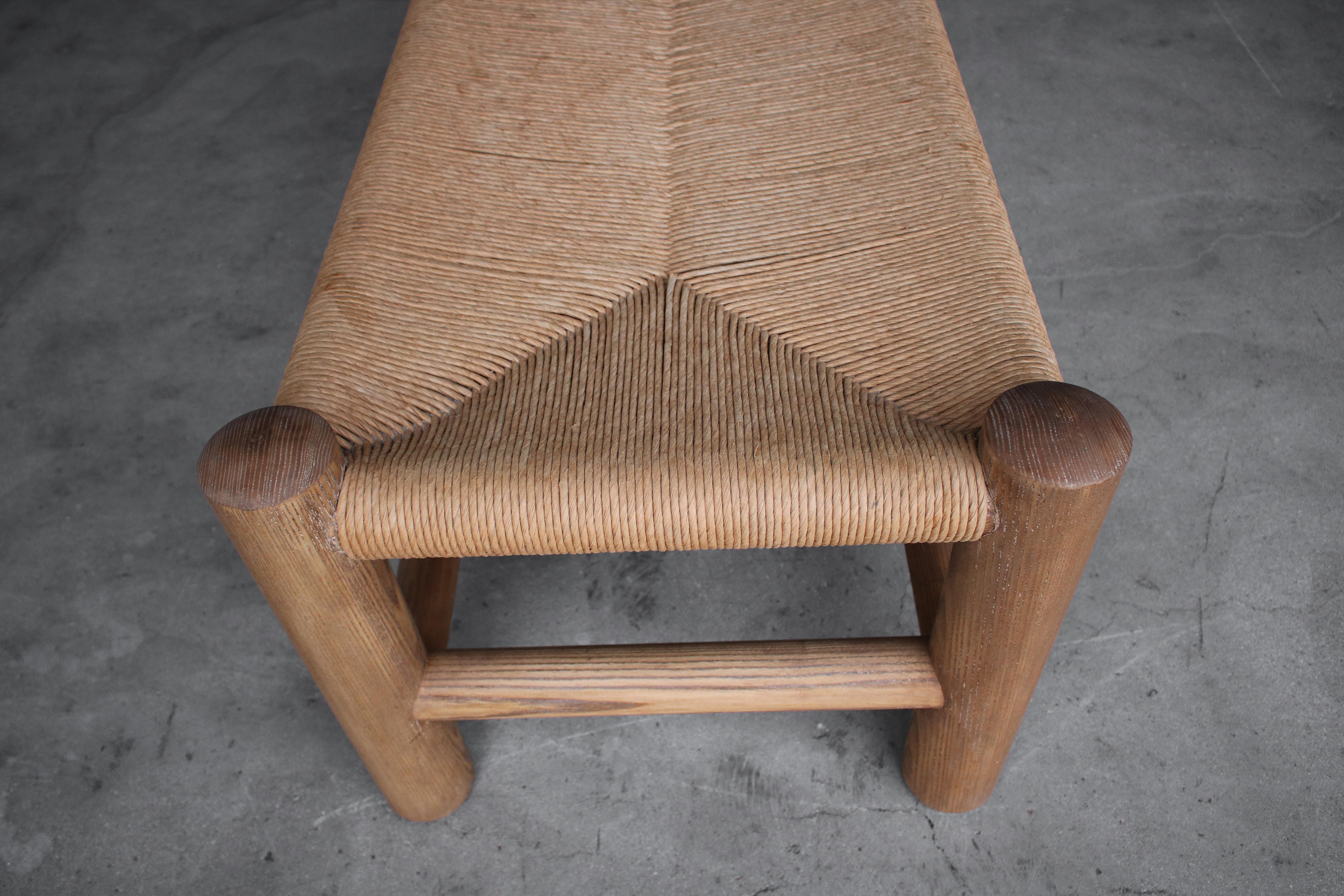 Large Pine and Rush Bench by Wim Den Boon 1